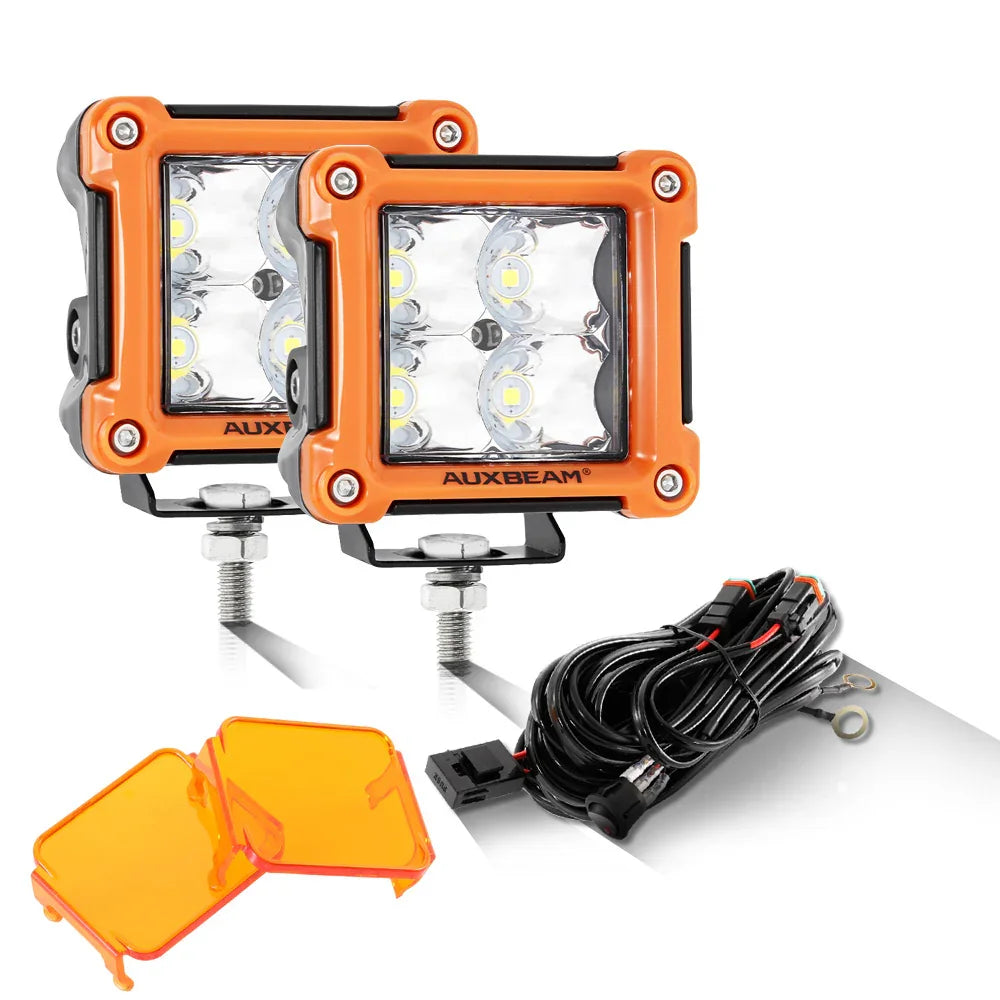 3" 40W LED Pods Light Spot/Flood Multicolor frame with wiring harness for JEEP