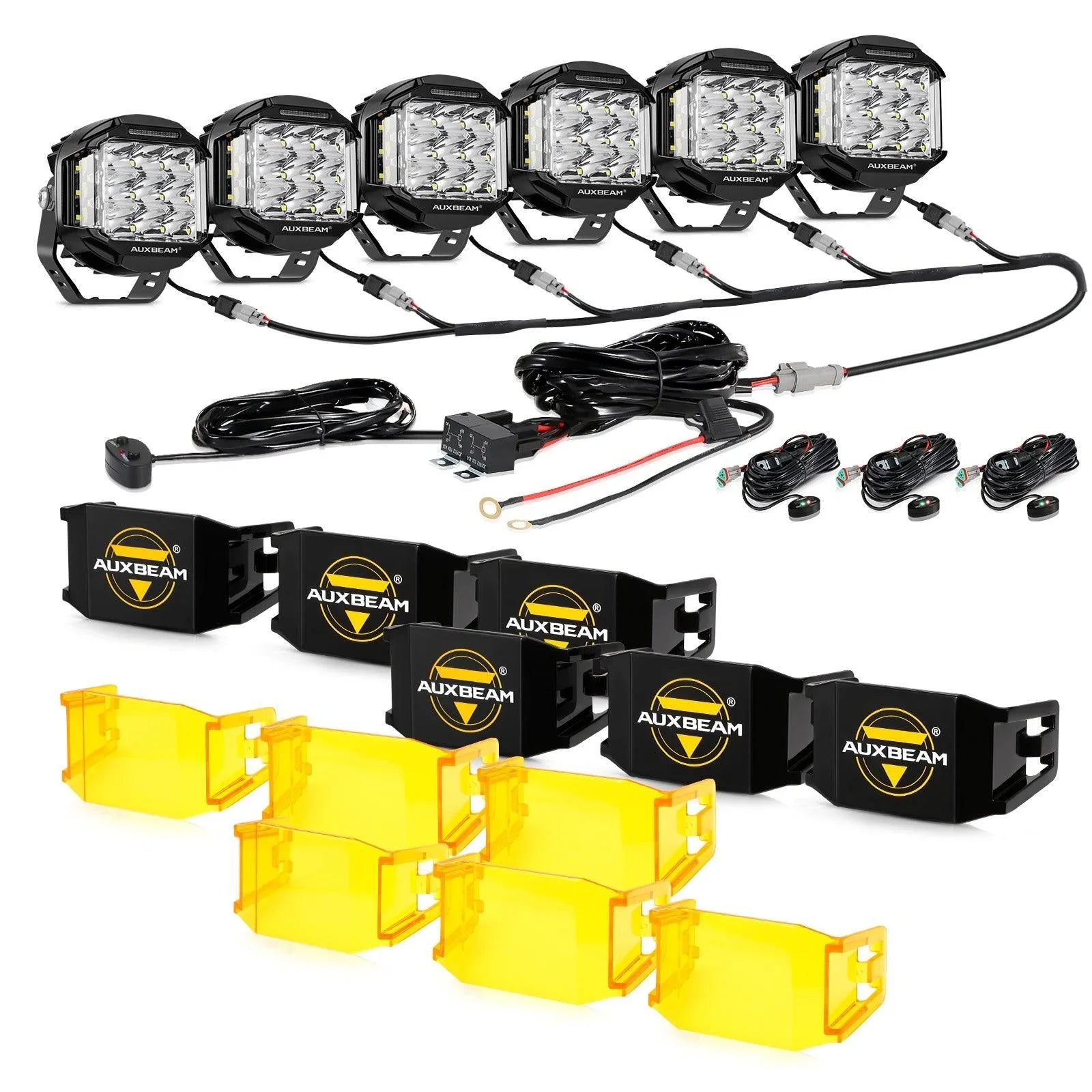 V-MAX Series 4/5/7 Inch Spot Beam Side Shooter LED Pod Lights with Amber DRL