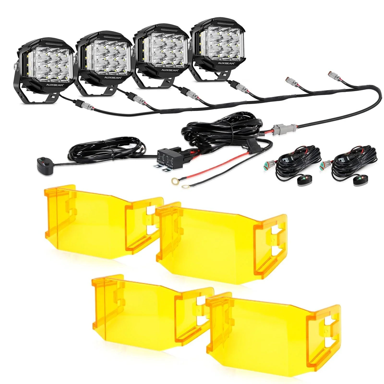 V-MAX Series | 5 Inch 168W 16440LM Spot Beam Side Shooter LED Round Pod Lights with Amber DRL