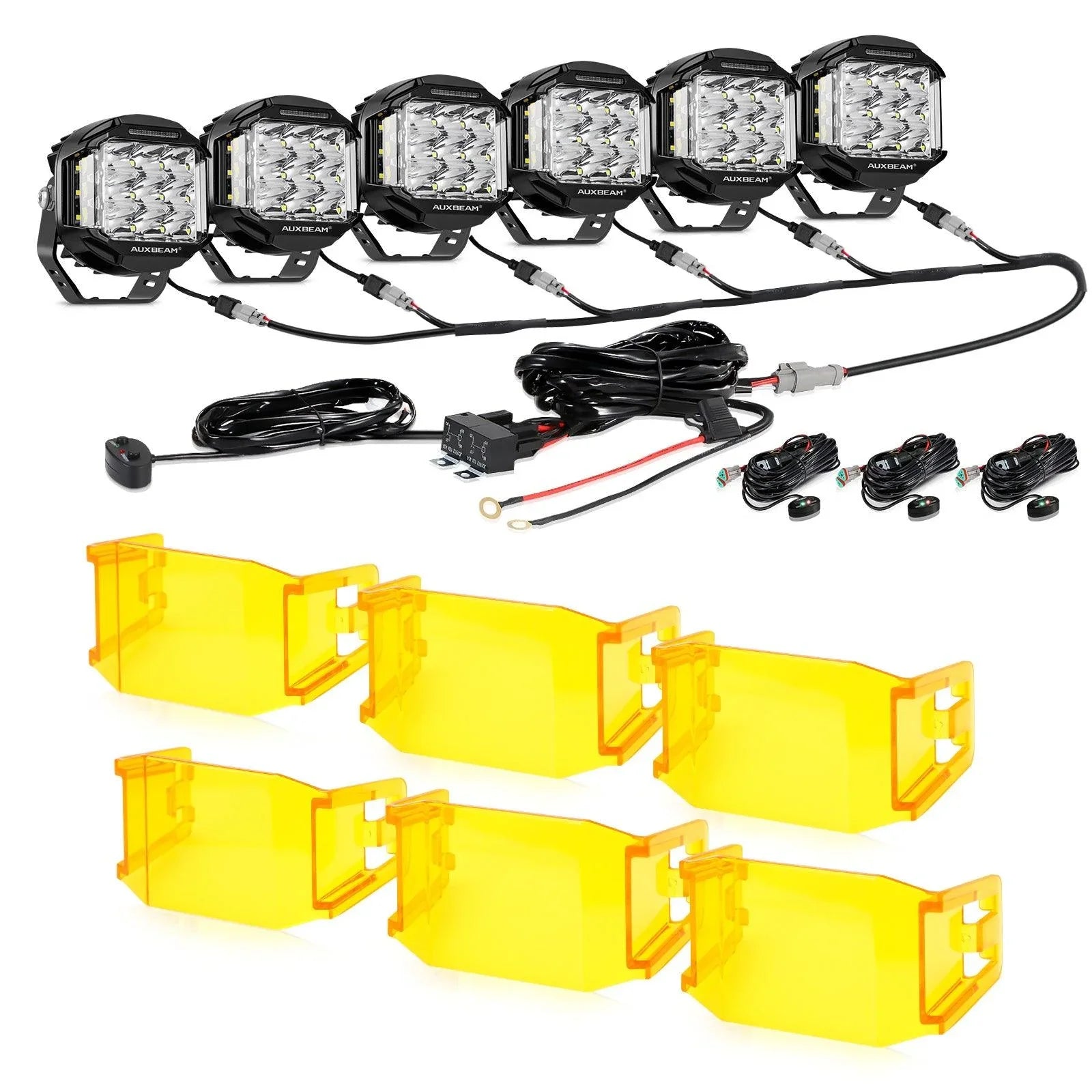 V-MAX Series | 5 Inch 168W 16440LM Spot Beam Side Shooter LED Round Pod Lights with Amber DRL