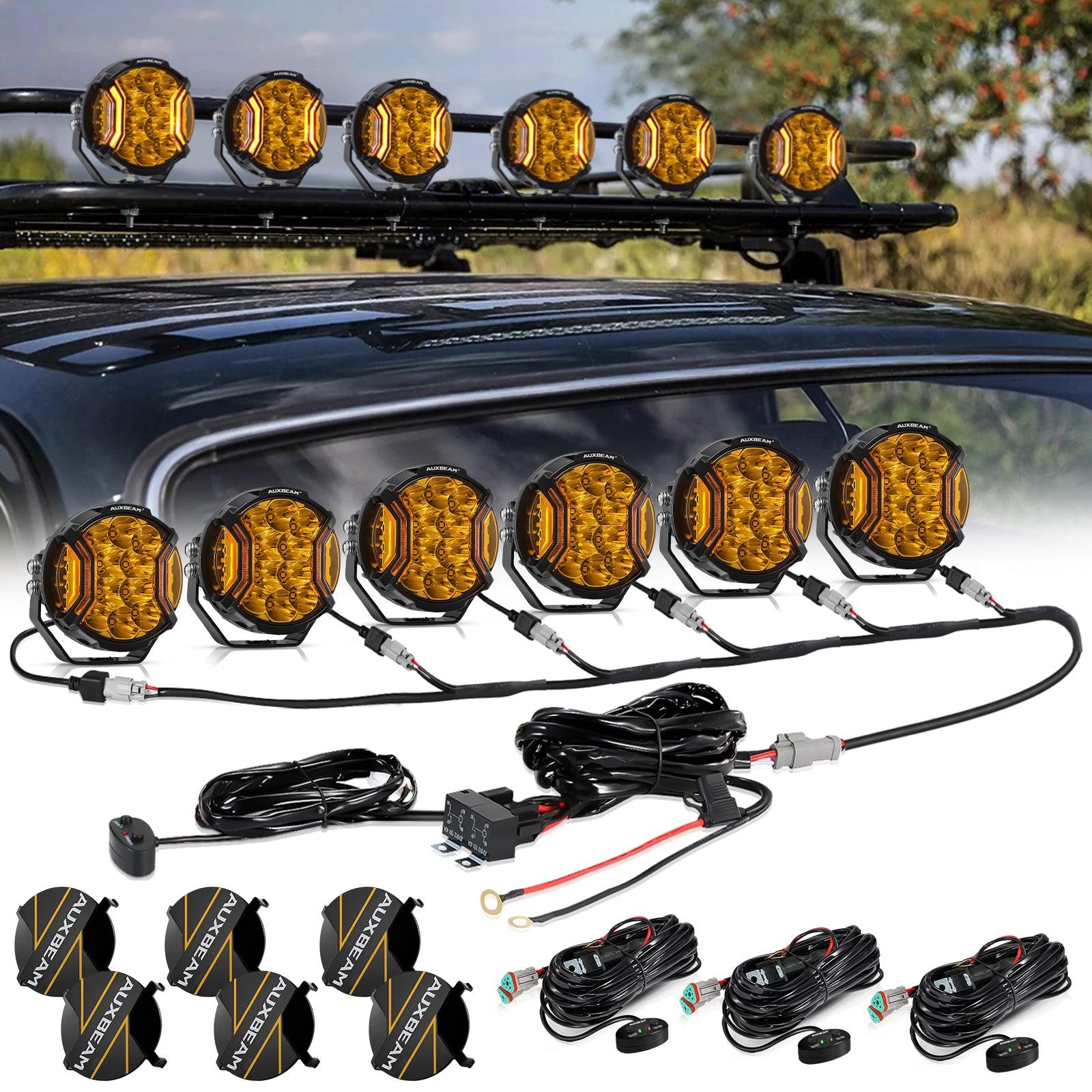 V-ULTRA Series 6/8 Pcs 5 Inch 172W LED Side Shooter Amber DRL with Power Harness