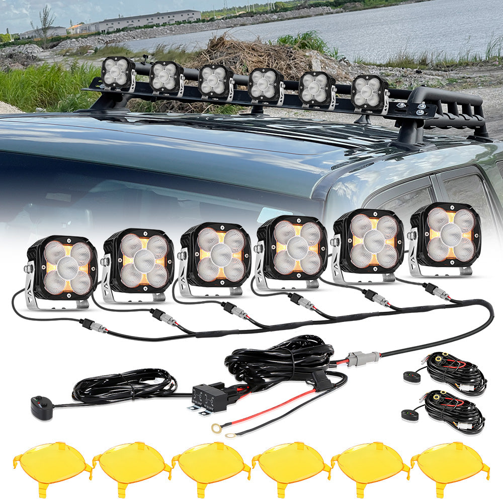 XP-ULTRA Series 4.5 Inch Flood Beam LED Pod Lights Off Road Lights with Amber Backlight