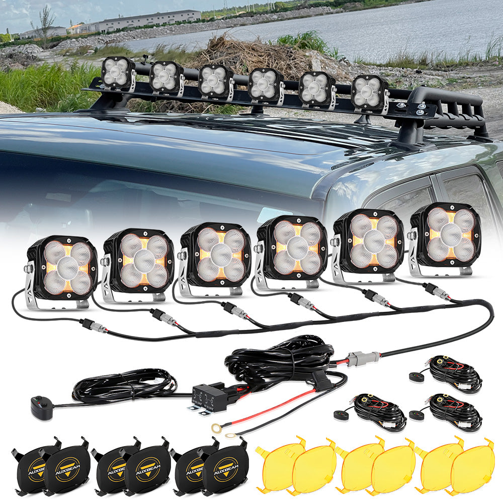 XP-ULTRA Series 4.5 Inch Flood Beam LED Pod Lights Off Road Lights with Amber Backlight