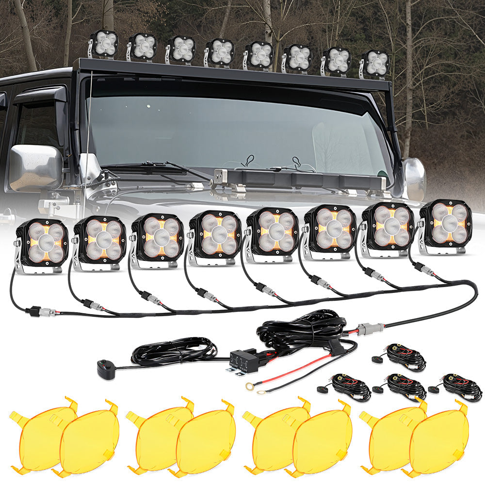 XP-ULTRA Series 4.5 Inch Flood Beam LED Pod Lights Off Road Lights with Amber Backlight