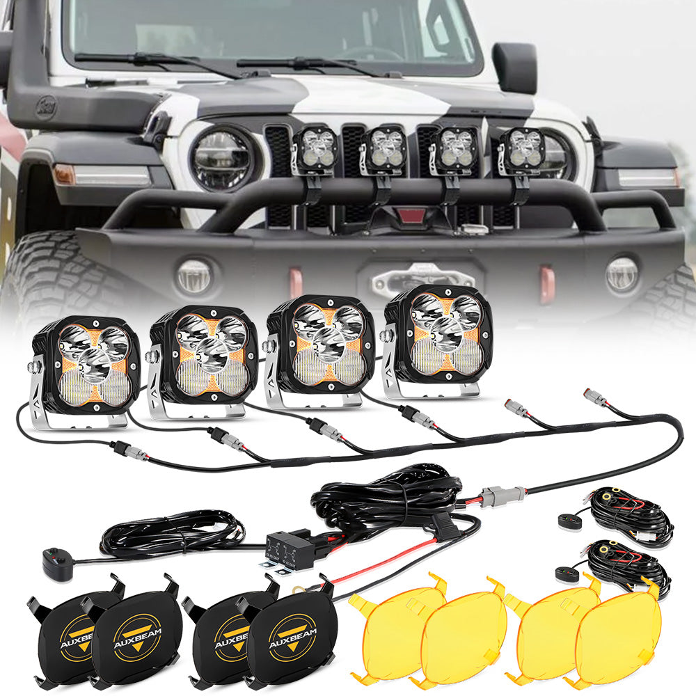 XP-ULTRA Series 4.5 Inch LED Pod Lights Off Road Lights with Amber Backlight