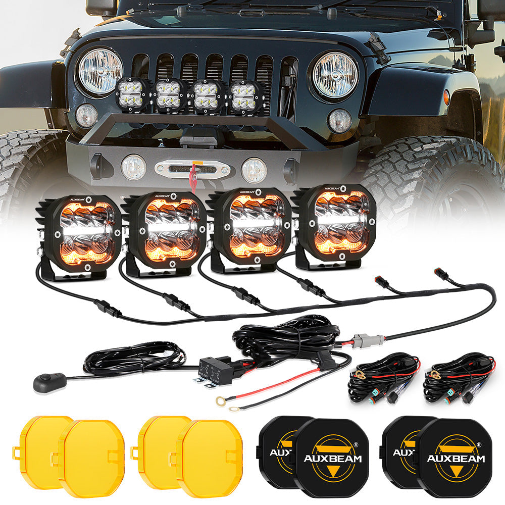 XP-ULTRA Series 3 Inch 84W LED Combo Pod Light Off Road Lights with White DRL&Amber Turn Signal Light
