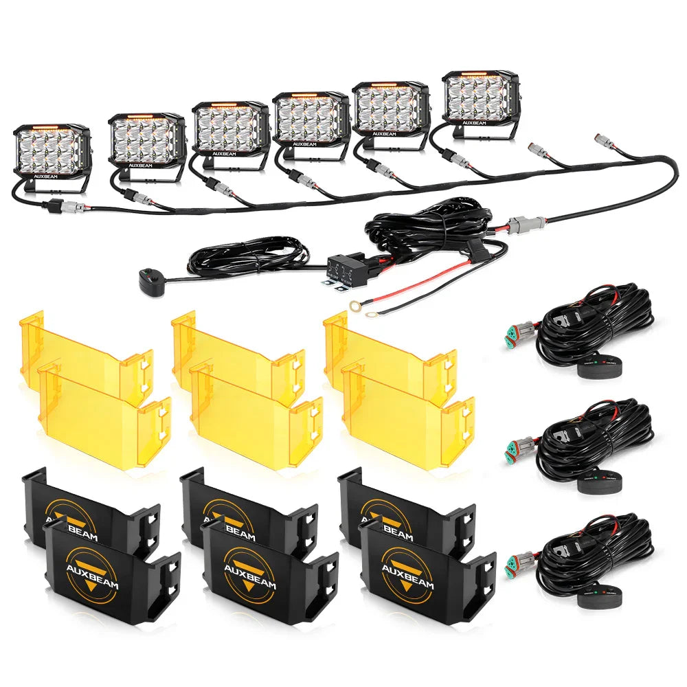 V-MAX Series | 7x5 Inch Rectangle 228W 26100LM Spot Beam Side Shooter LED Driving Lights with Amber DRL&Backlight