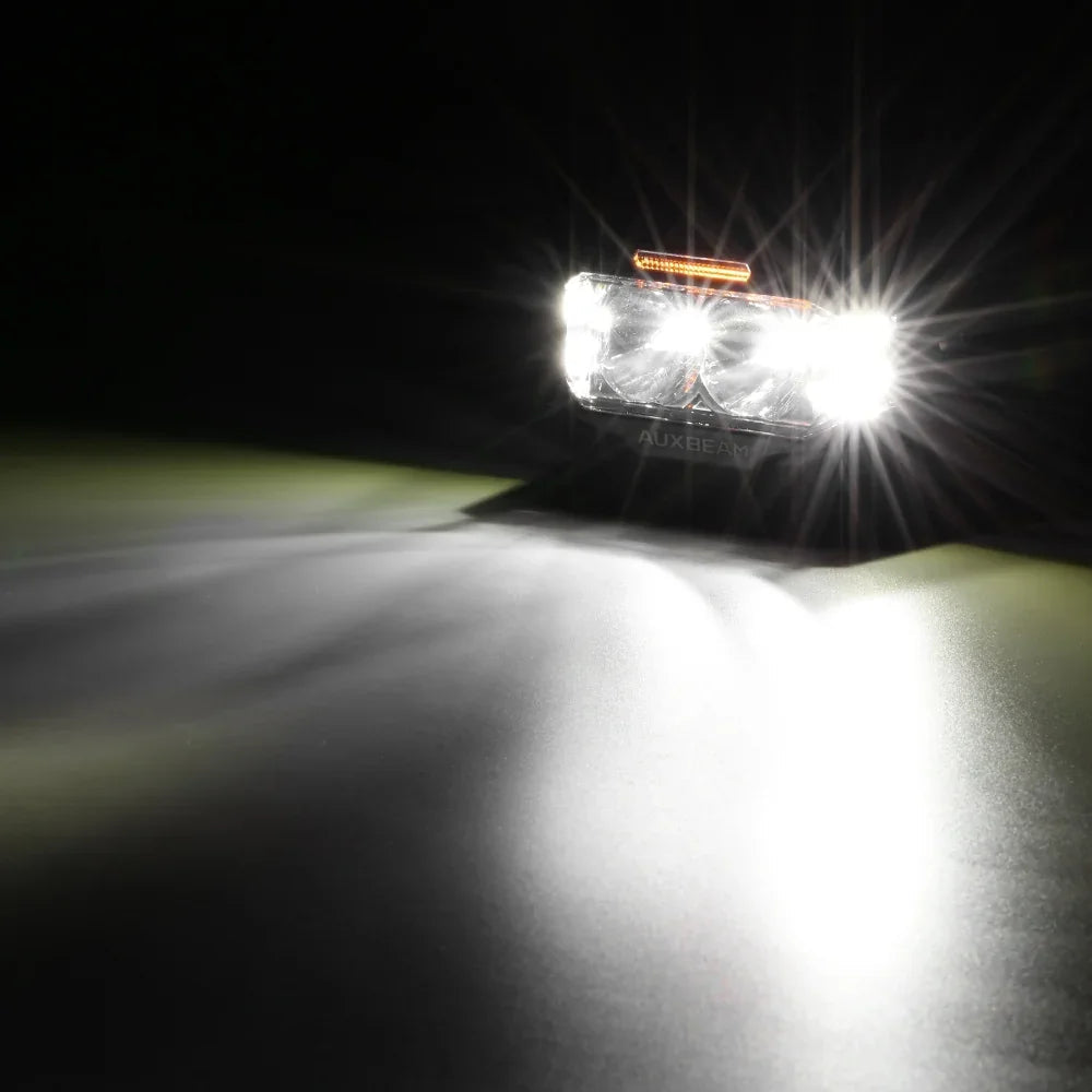 V-MAX Series | 4 Inch 72W 6960LM Spot Beam Side Shooter LED Rectangular Pod Lights with Amber DRL