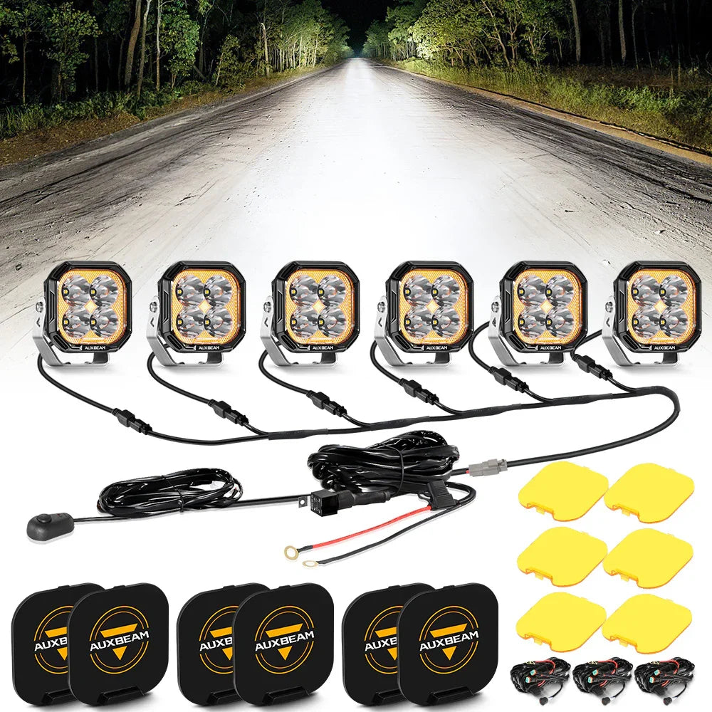 Color Play Series 3 Inch 100W Spot LED Pod Lights Off Road Lights with White DRL & Amber Turn Signal Lights