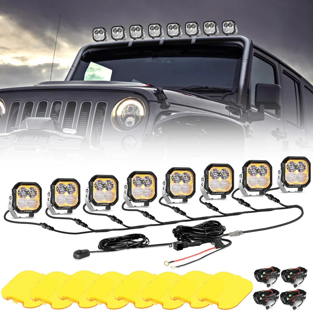 Color Play Series 3 Inch 100W Combo LED Pod Lights Off Road Lights with White DRL & Amber Turn Signal Lights