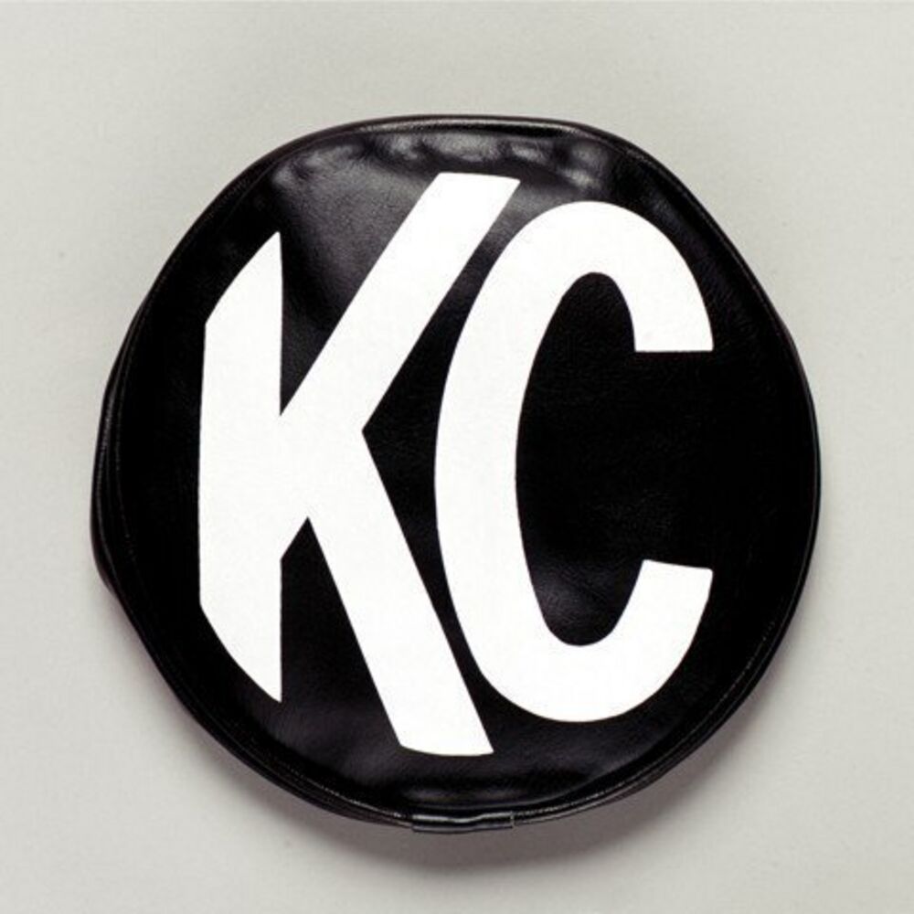 5" Light Cover - Round - Soft Vinyl - Pair - Black / White KC Logo - # 5400
