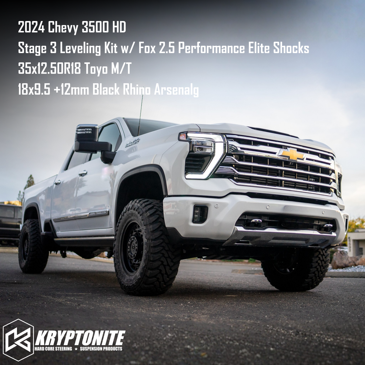 Kryptonite Stage 3 Leveling Kit with Fox 2.5 Performance Elite Shocks for 2020-2026 Chevy/GMC 2500HD/3500HD