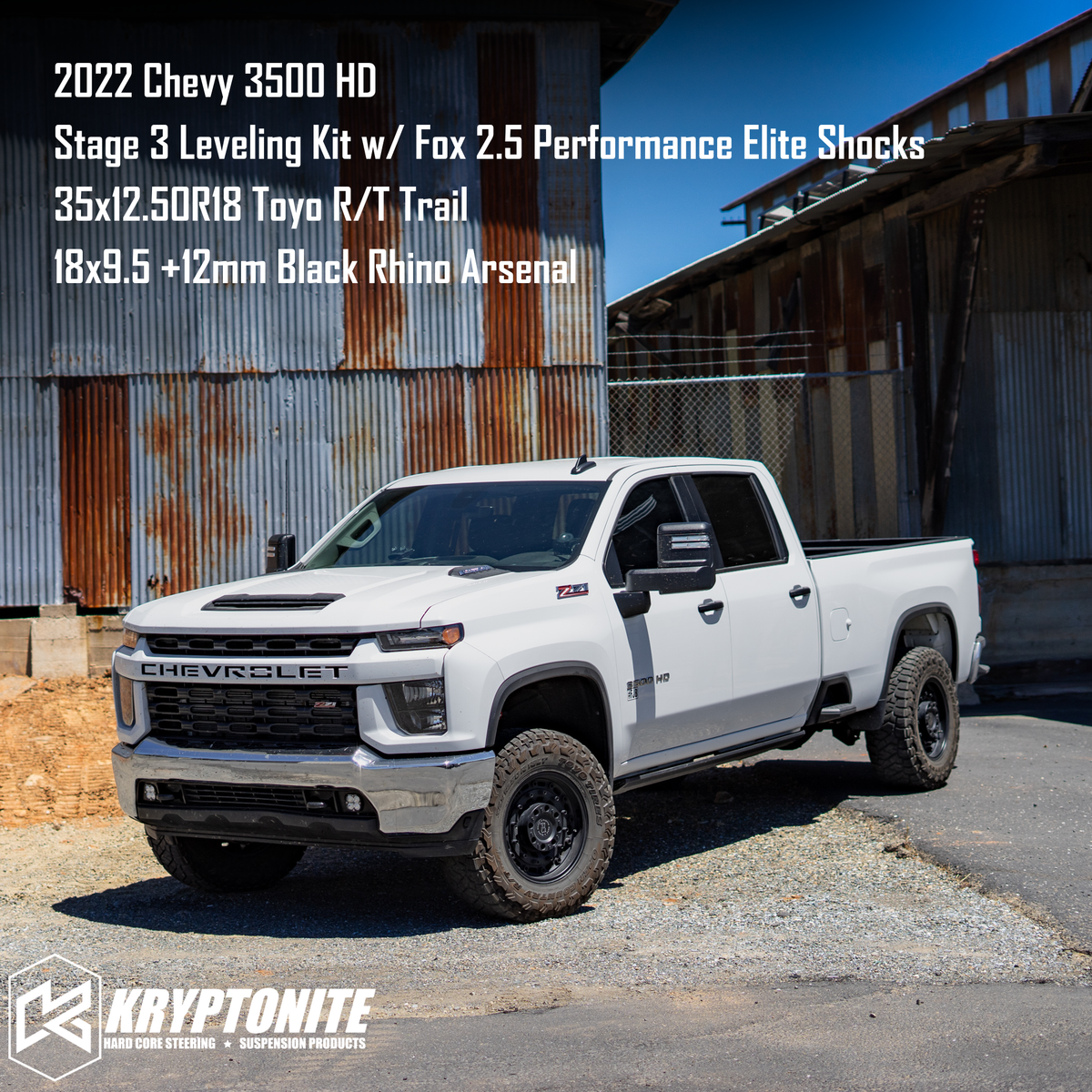 Kryptonite Stage 3 Leveling Kit with Fox 2.5 Performance Elite Shocks for 2020-2026 Chevy/GMC 2500HD/3500HD
