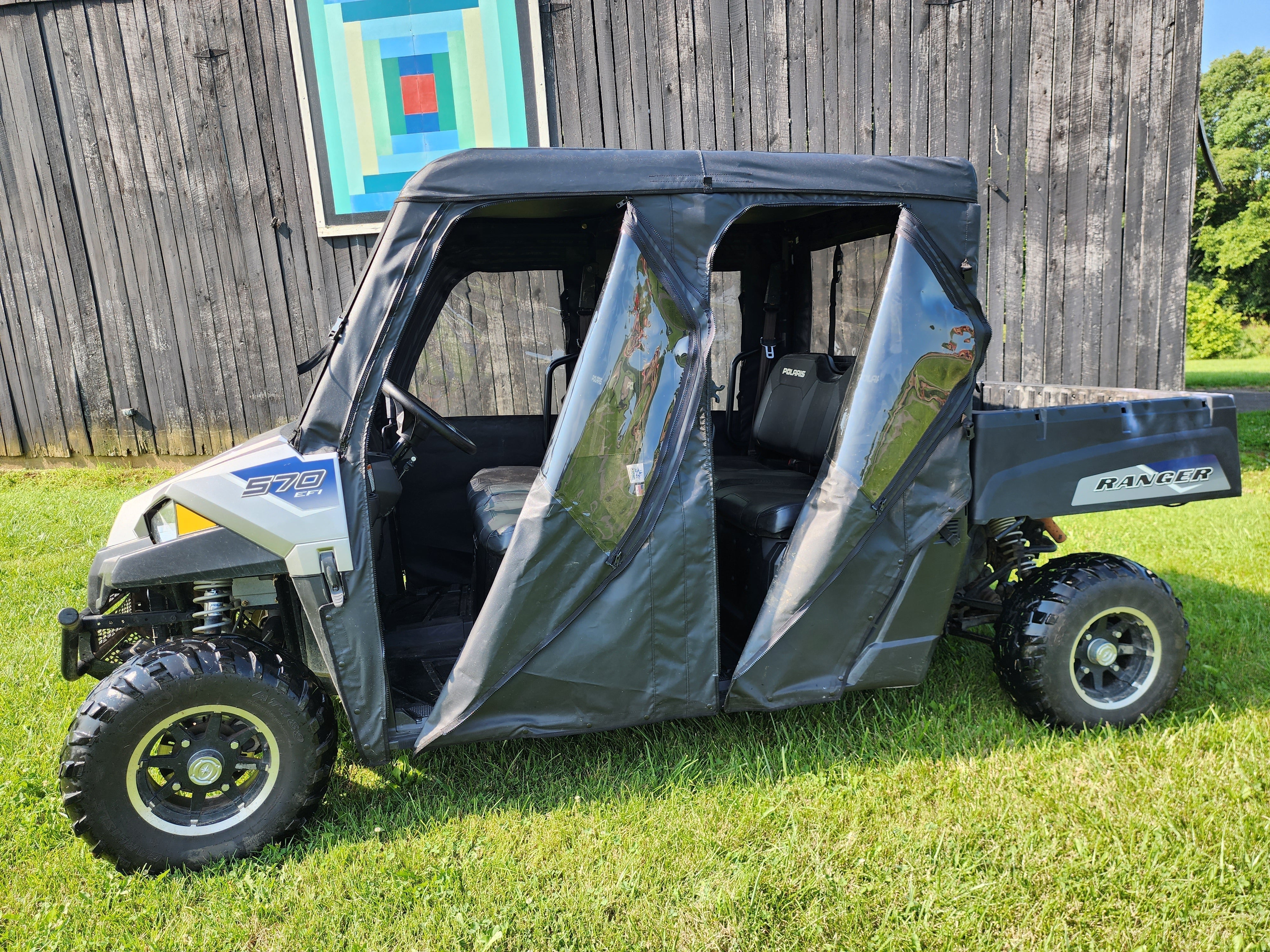 Polaris Ranger Crew 570 Mid Size - 4 Passenger - BLACK - Full Cab Enclosure for Hard Windshield