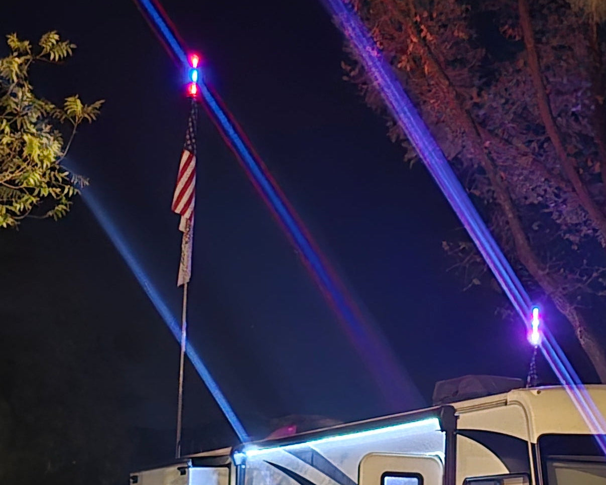 RV Telescopic Flagpole + Ladder Mount + 30" Poles & Holders Locator Kit