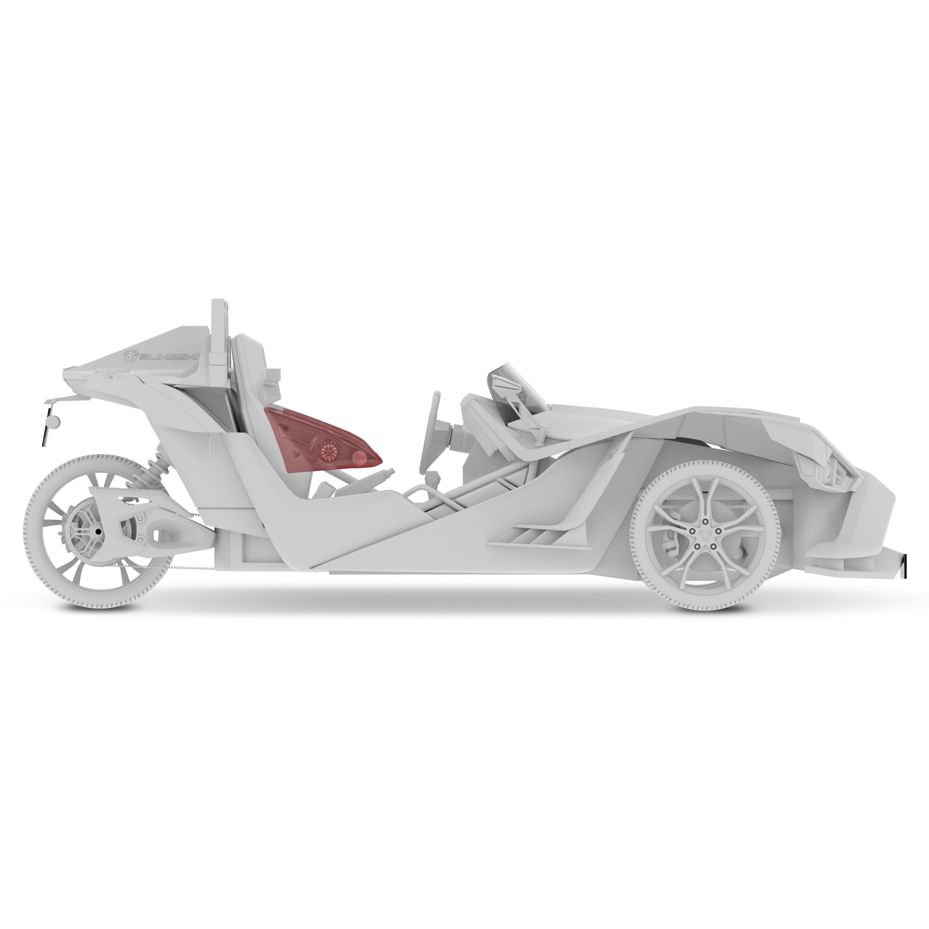 Polaris Slingshot Arm Rest Empty Enclosure With Digital Led Lights fits 2 x 6.5" Speakers  | 2015 - Current