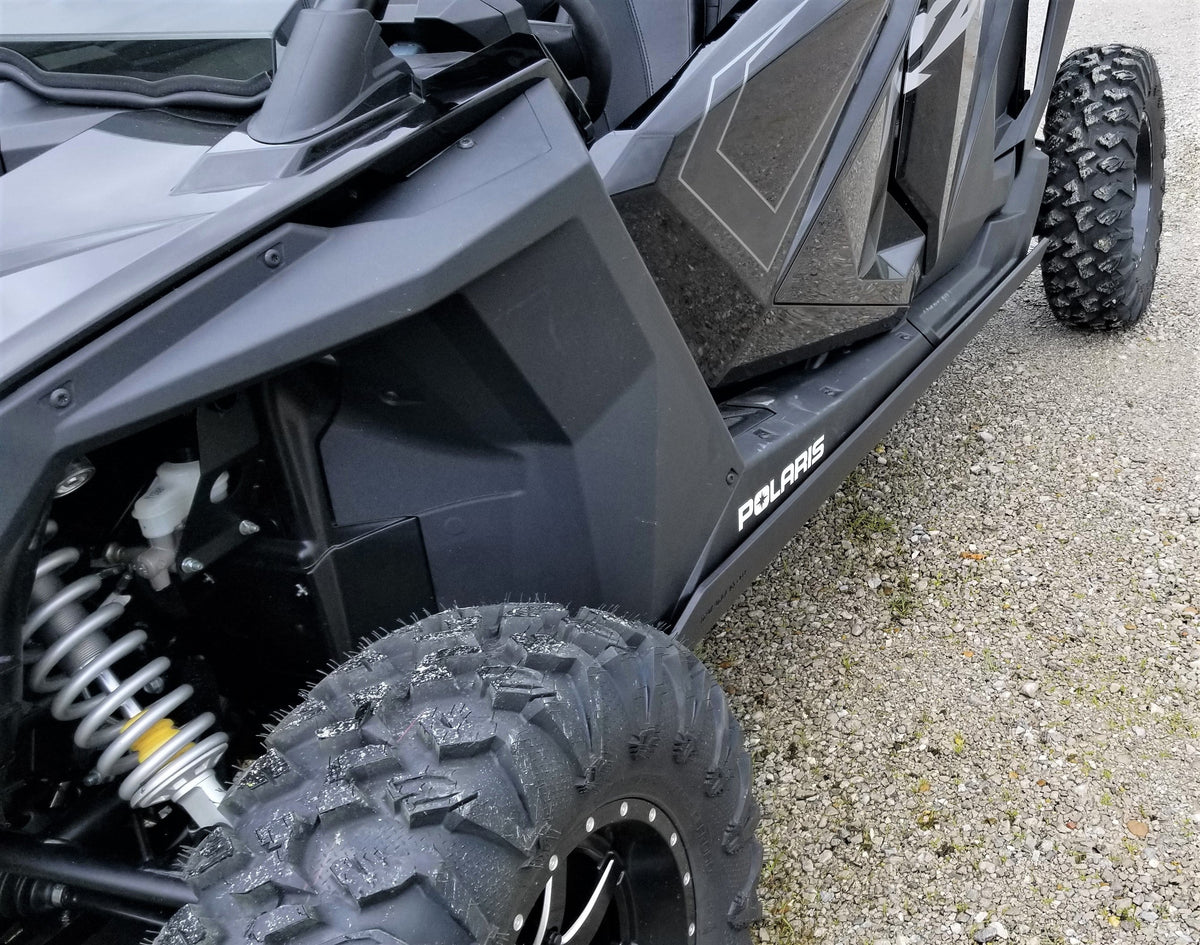Trail Armor RZR XP Pro 4 Full Skids with Integrated Sliders or Trimmed for Extreme Kick Out Nerf Sliders