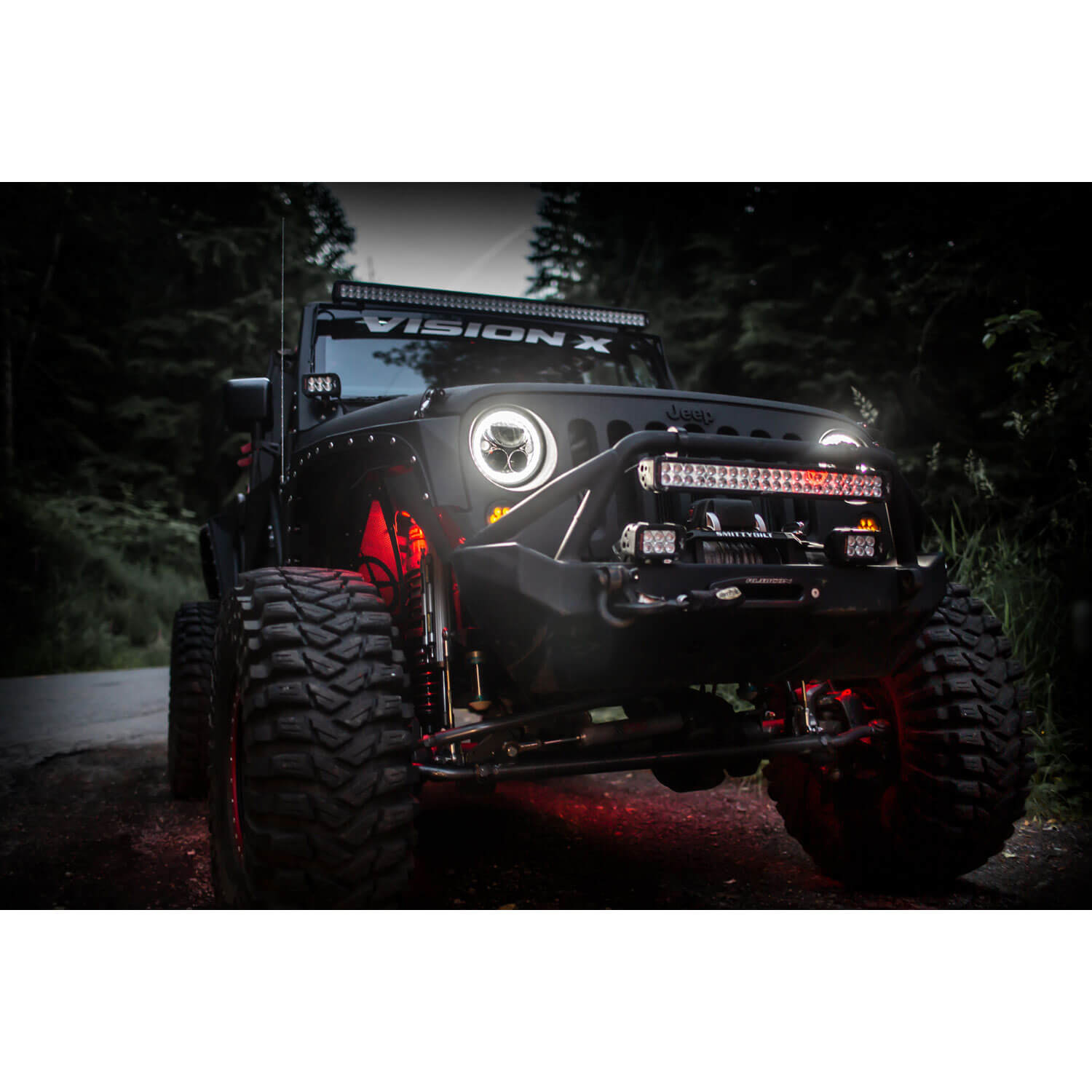 Single 7" Round Black Chrome VX Headlight (with Low-High-Halo)