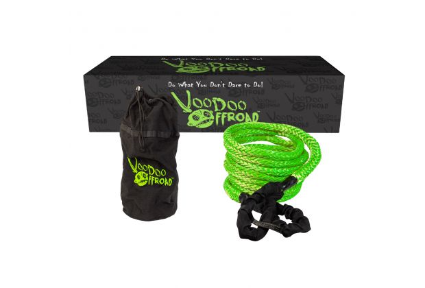 VooDoo Offroad 1300002A 2.0 Santeria Series 7/8" x 30 ft Kinetic Recovery Rope with Rope Bag for Truck and Jeep - Green