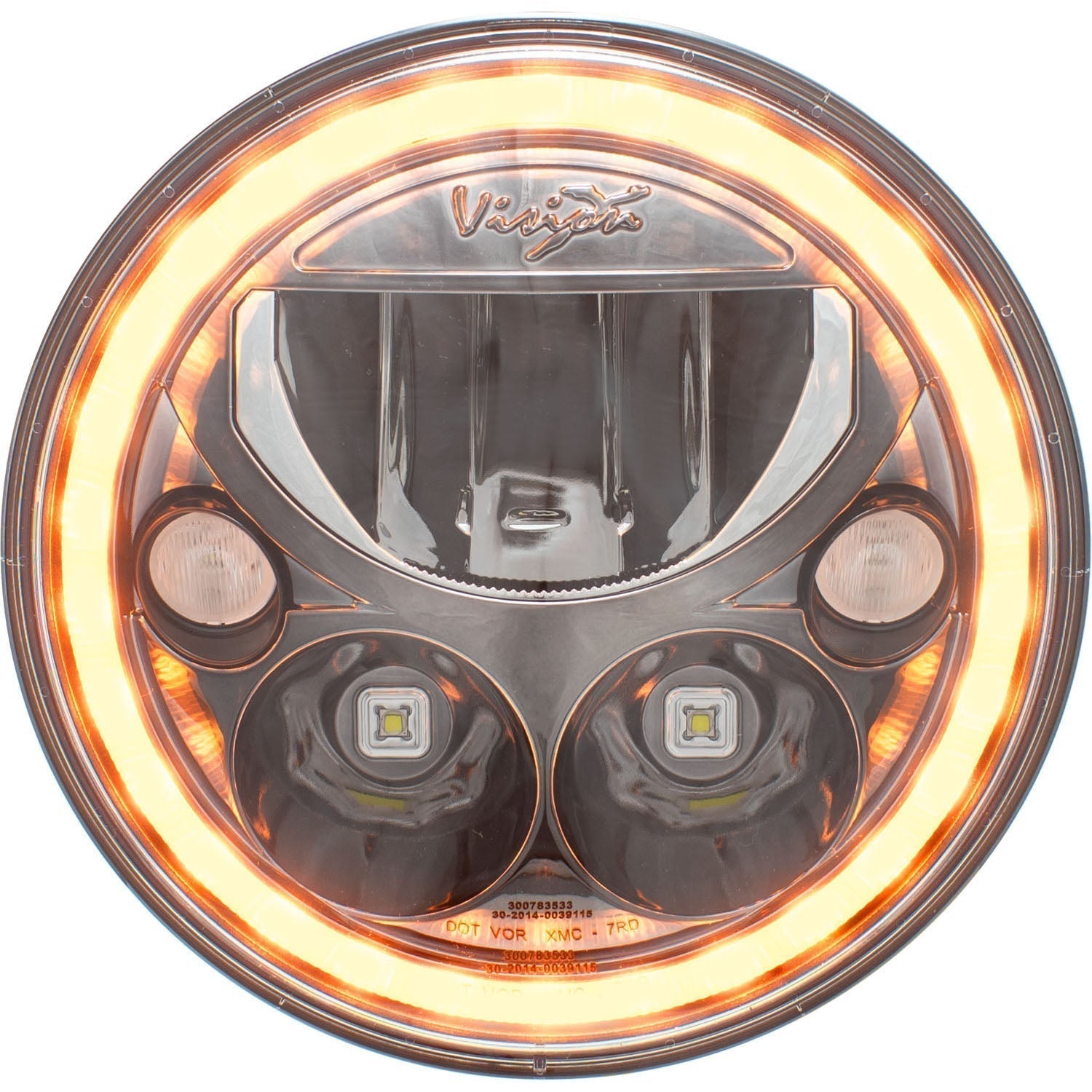 7" XMC Motorcycle LED Headlight Black Chrome | Amber Halo
