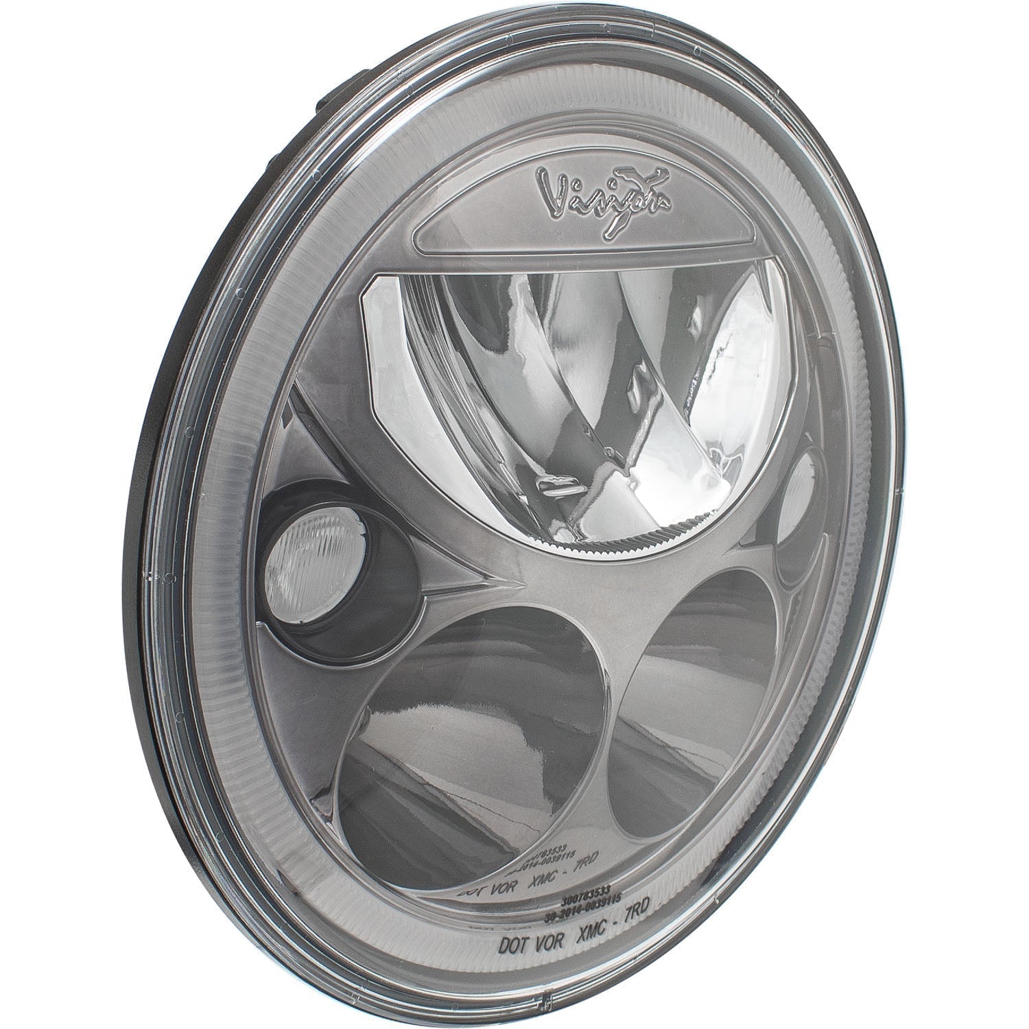 7" XMC Motorcycle LED Headlight Black Chrome | Amber Halo