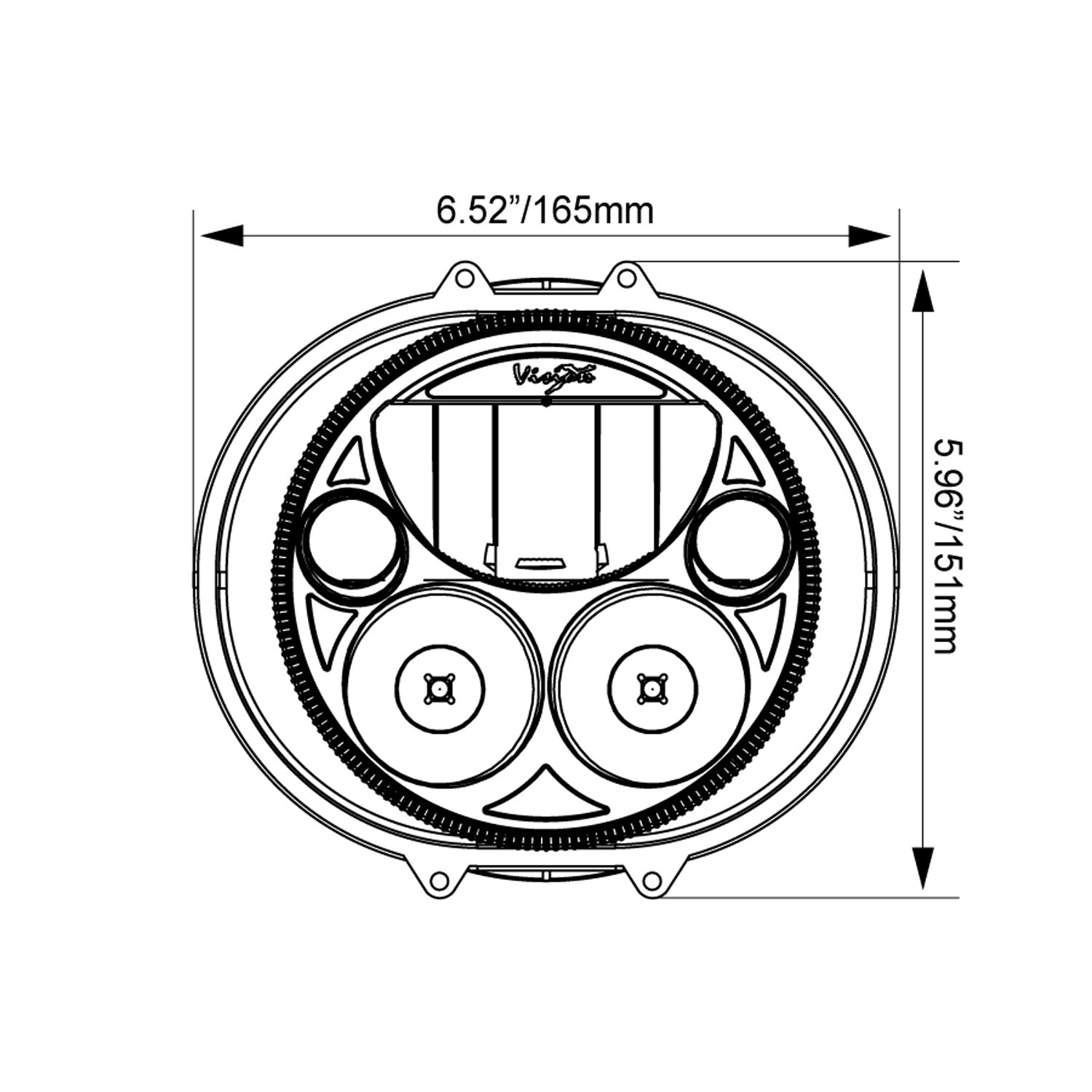 7" XMC Motorcycle LED Headlight Black Chrome | Amber Halo