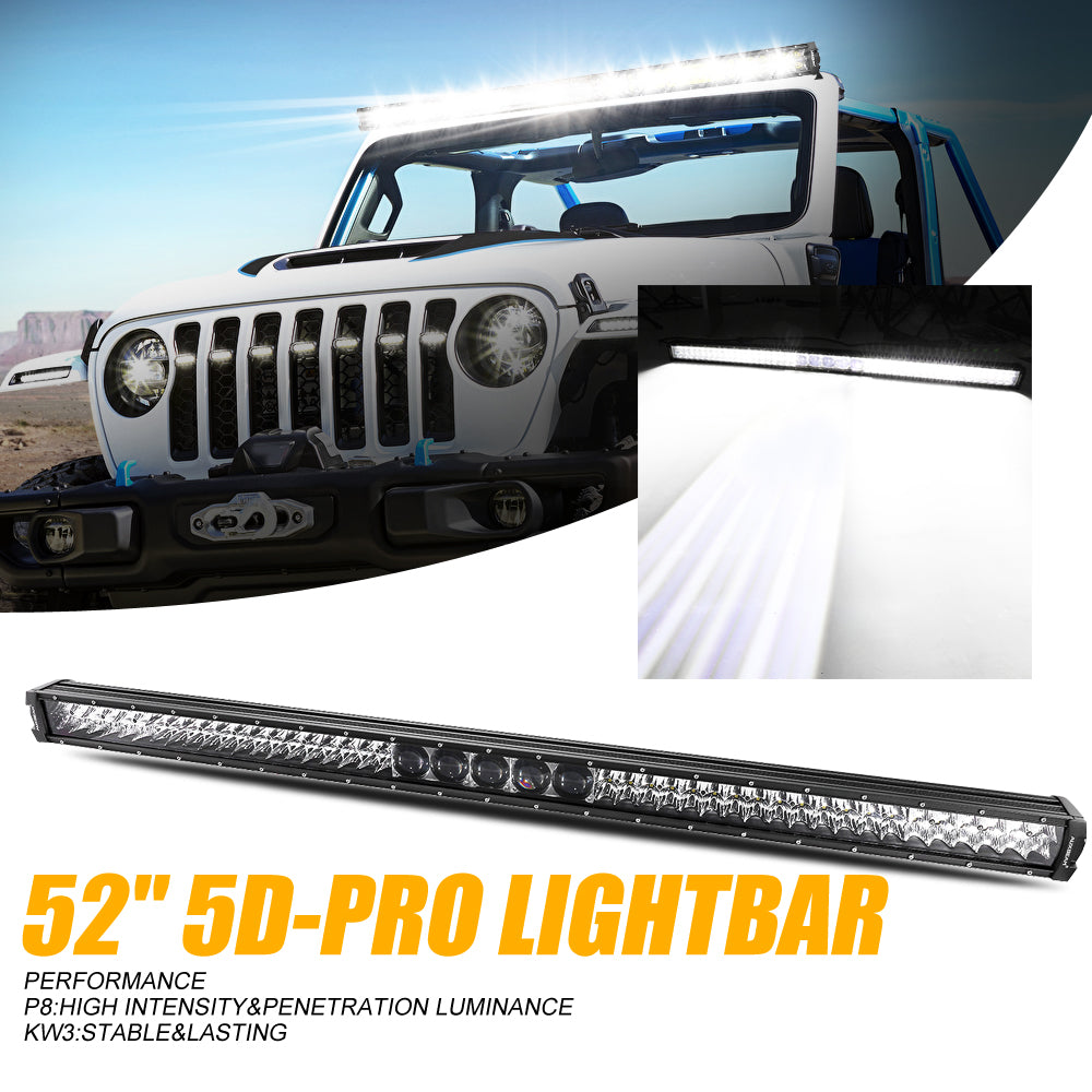 12"/22"/32"/42"/52" 5D-PRO Series Spot LED Light Bar with 5D Projectors