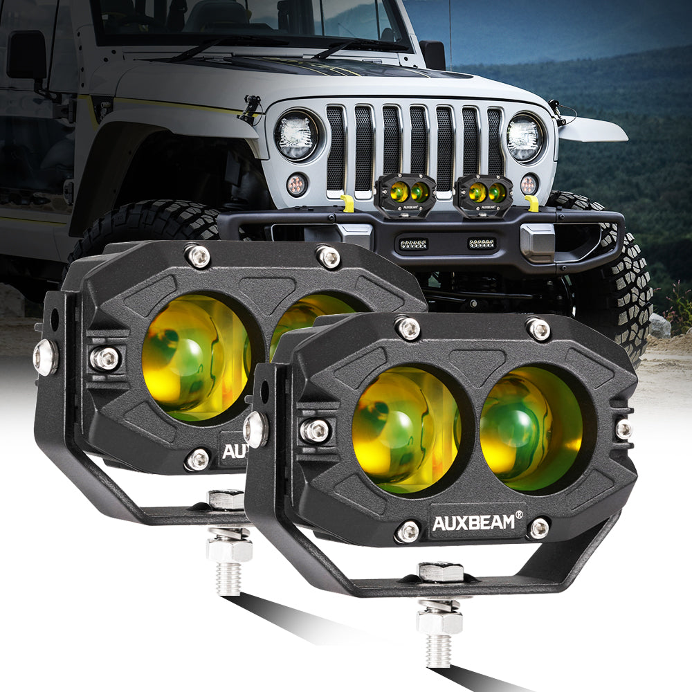 (2pcs/set) 4 Inch 30W LED Pods Driving Light Amber Spot Beam with Wiring Harness for SUV ATV UTV Trucks Pickup Boat
