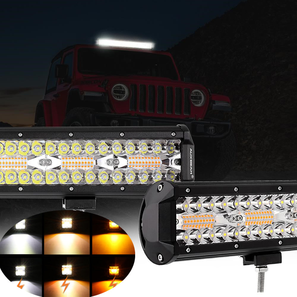 3"/4"/7"/12"/20" - 6 Modes White&Amber LED Working Light with Wiring Harness for SUV ATV UTV Trucks Pickup Boat