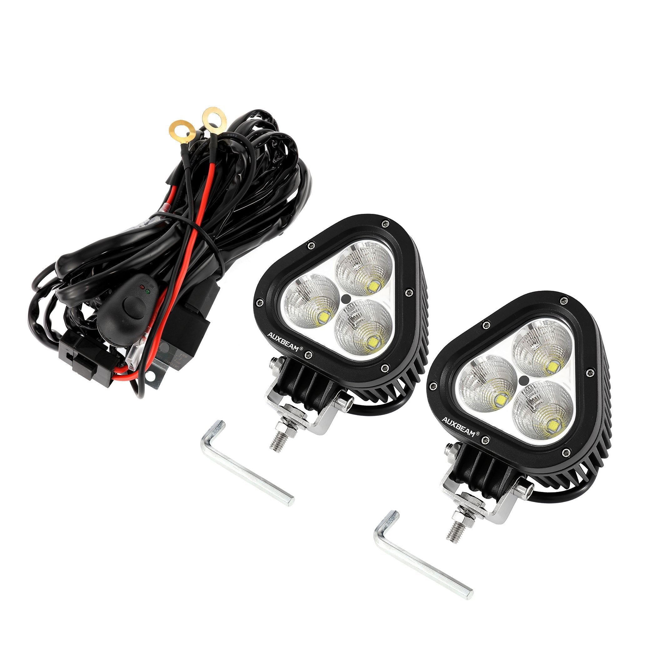 4" Triangle LED Pods Lights Spot White/Yellow with wiring harness for SUV ATV UTV Trucks Pickup Boat