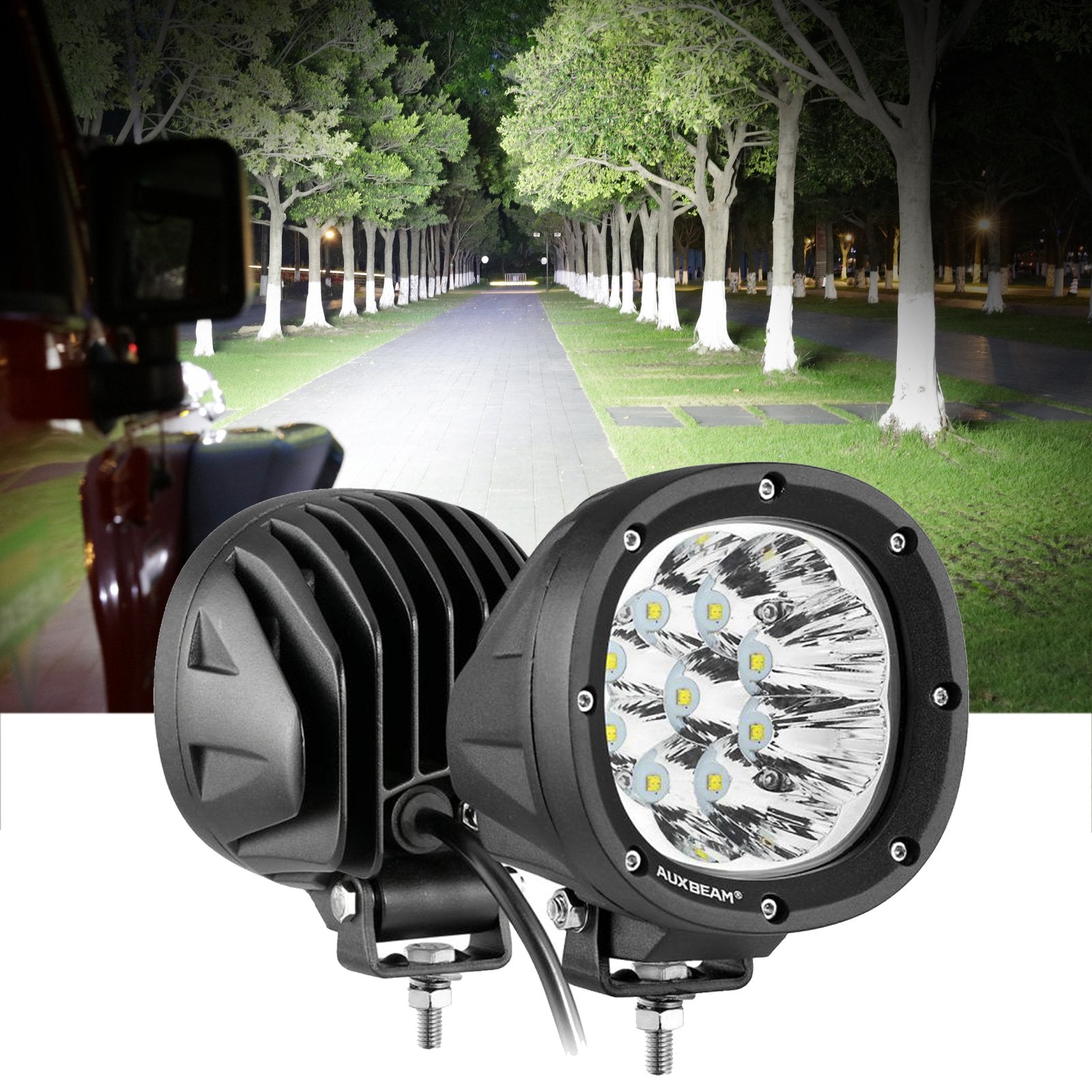 4 Inch 90W Round LED Driving Lights Spot White with Wiring Harness for SUV ATV UTV Trucks Pickup Boat