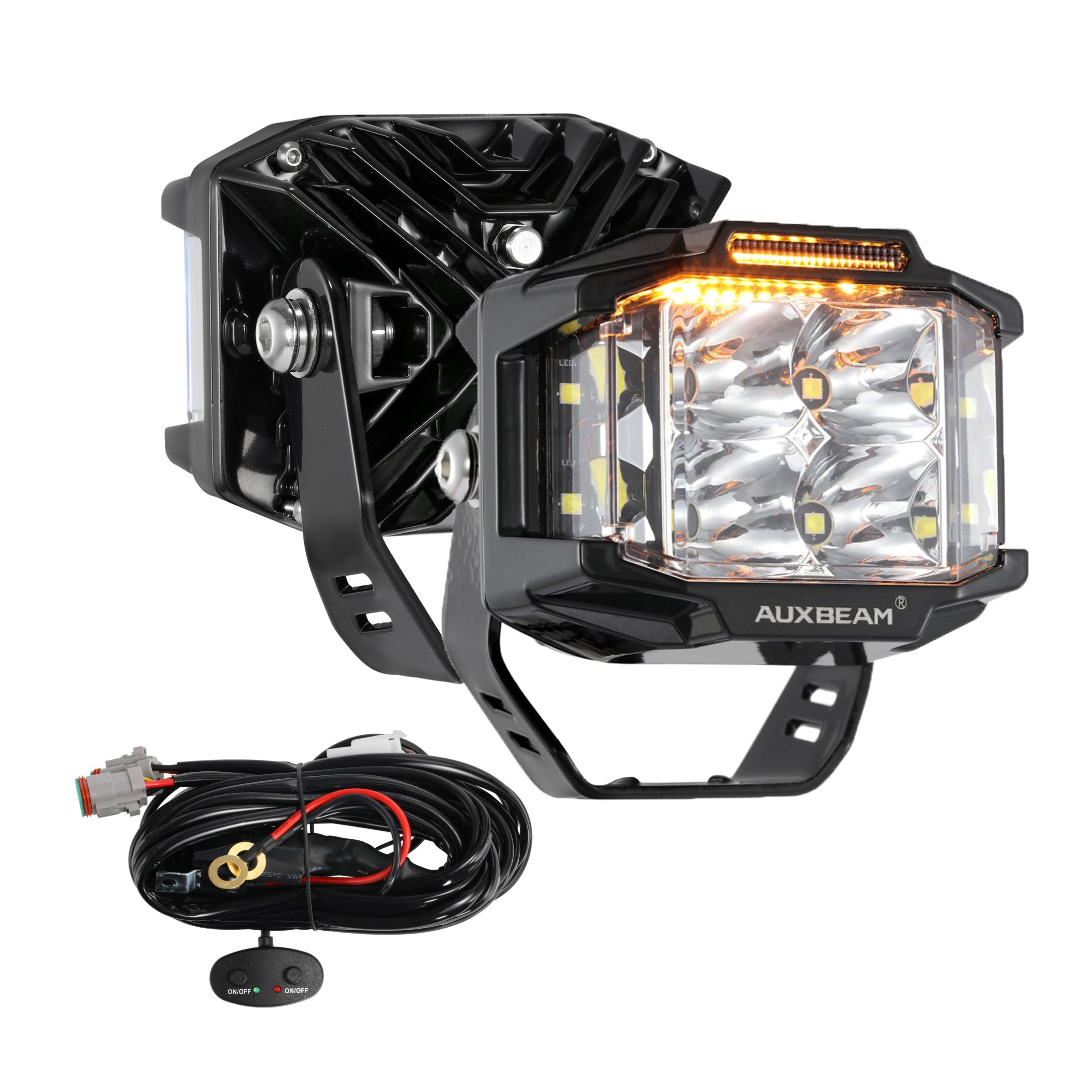 4 Inch 92W 8960LM Combo Beam Side Shooter LED Pod Lights with Amber DRL