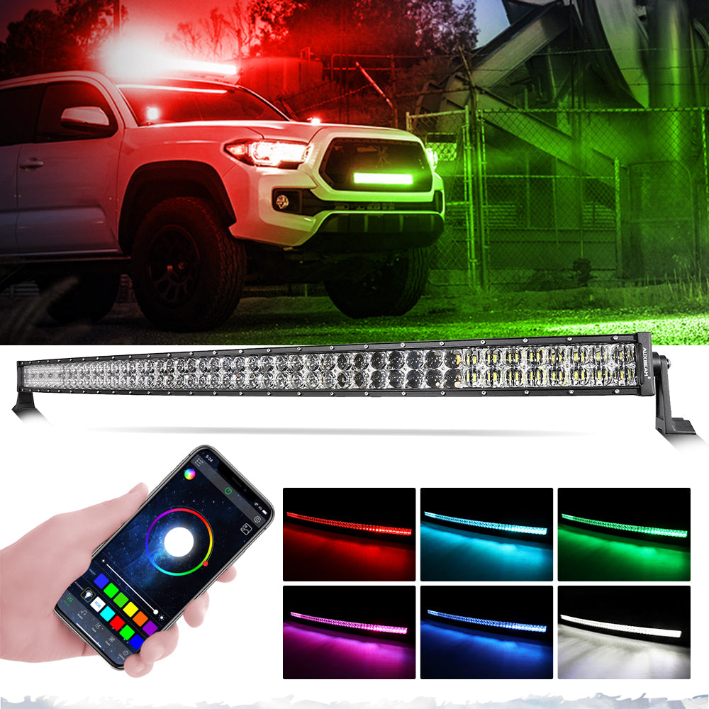 New 52 Inch V-PRO Series Curved RGBW Color Changing Off Road Led Light Bar