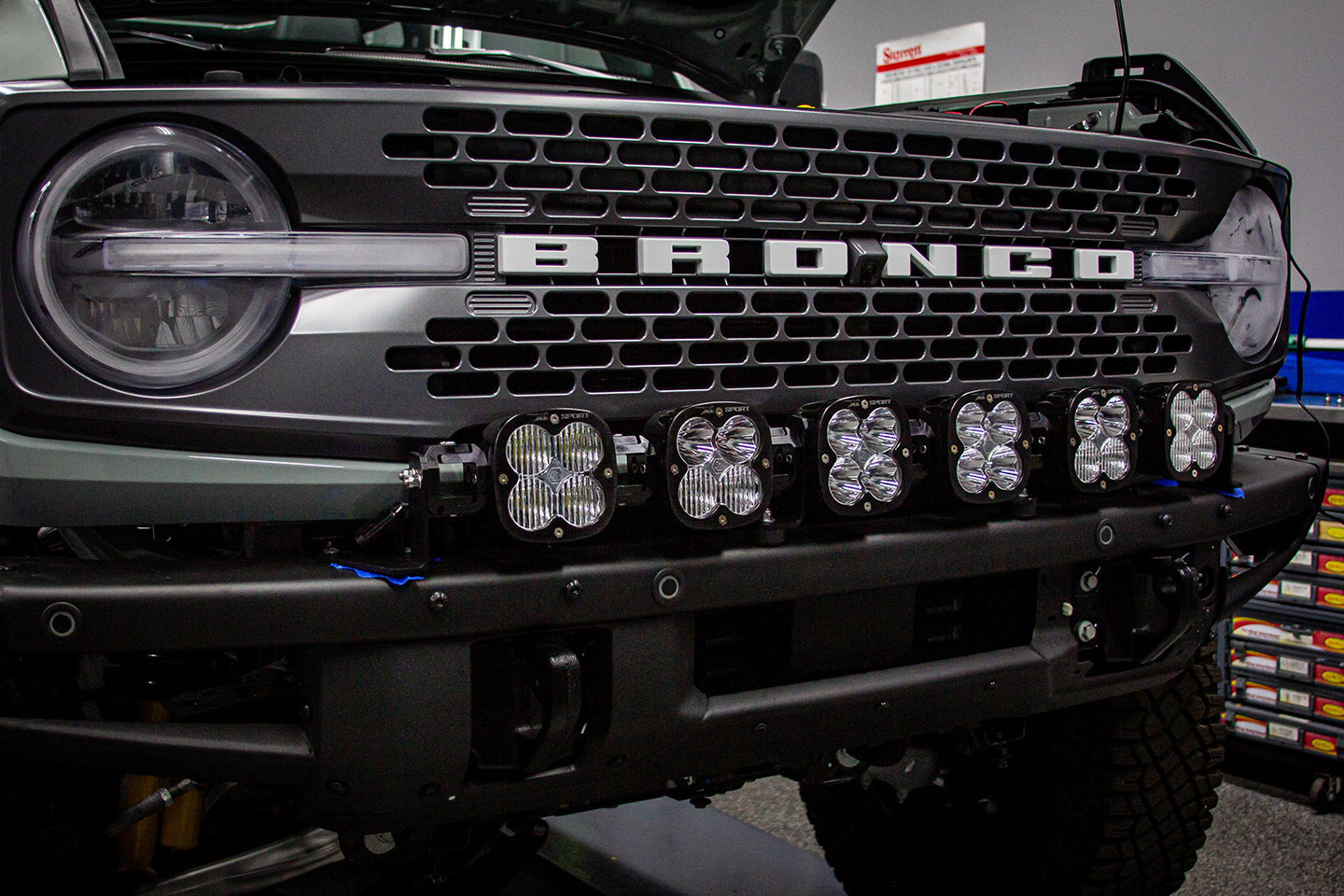 6 XL Linkable Light Bar Kit 21-Up Ford Bronco Steel Bumper Mount w/Upfitter Baja Desgins
