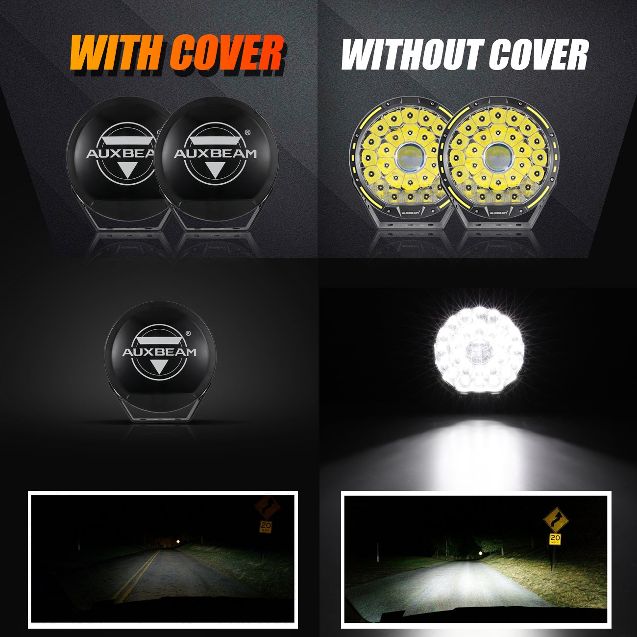 (2pcs/set) 9 Inch 270W 37776LM 360-PRO Series Offroad LED Driving Lights+Amber/Black Covers(Optional)