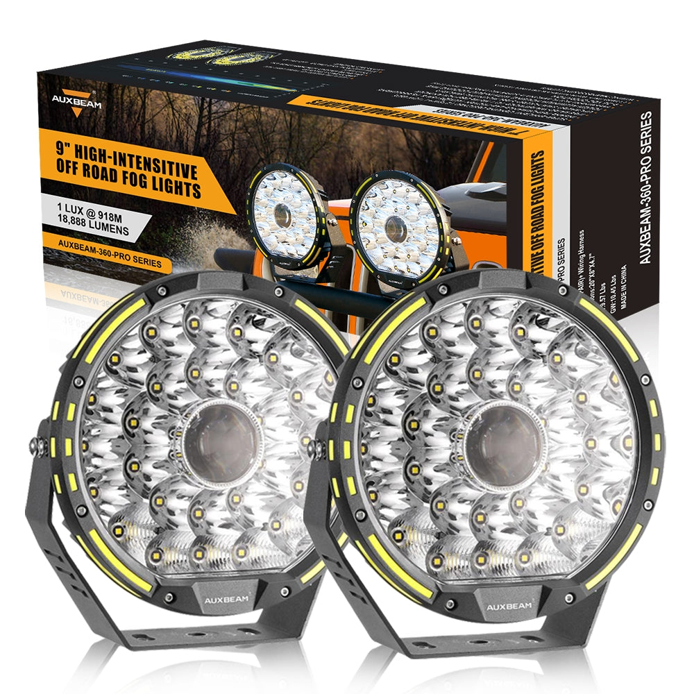(2pcs/set) 7 INCH/9 INCH 360-PRO Series Offroad LED Driving Lights+Amber/Black Covers(Optional)