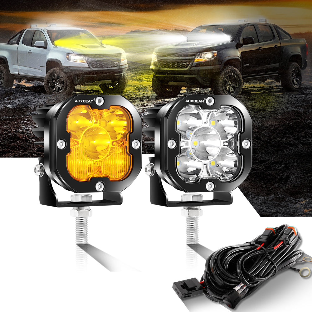 3 inch 80W 9600LM LED Pods Lights with White&Yellow Cover