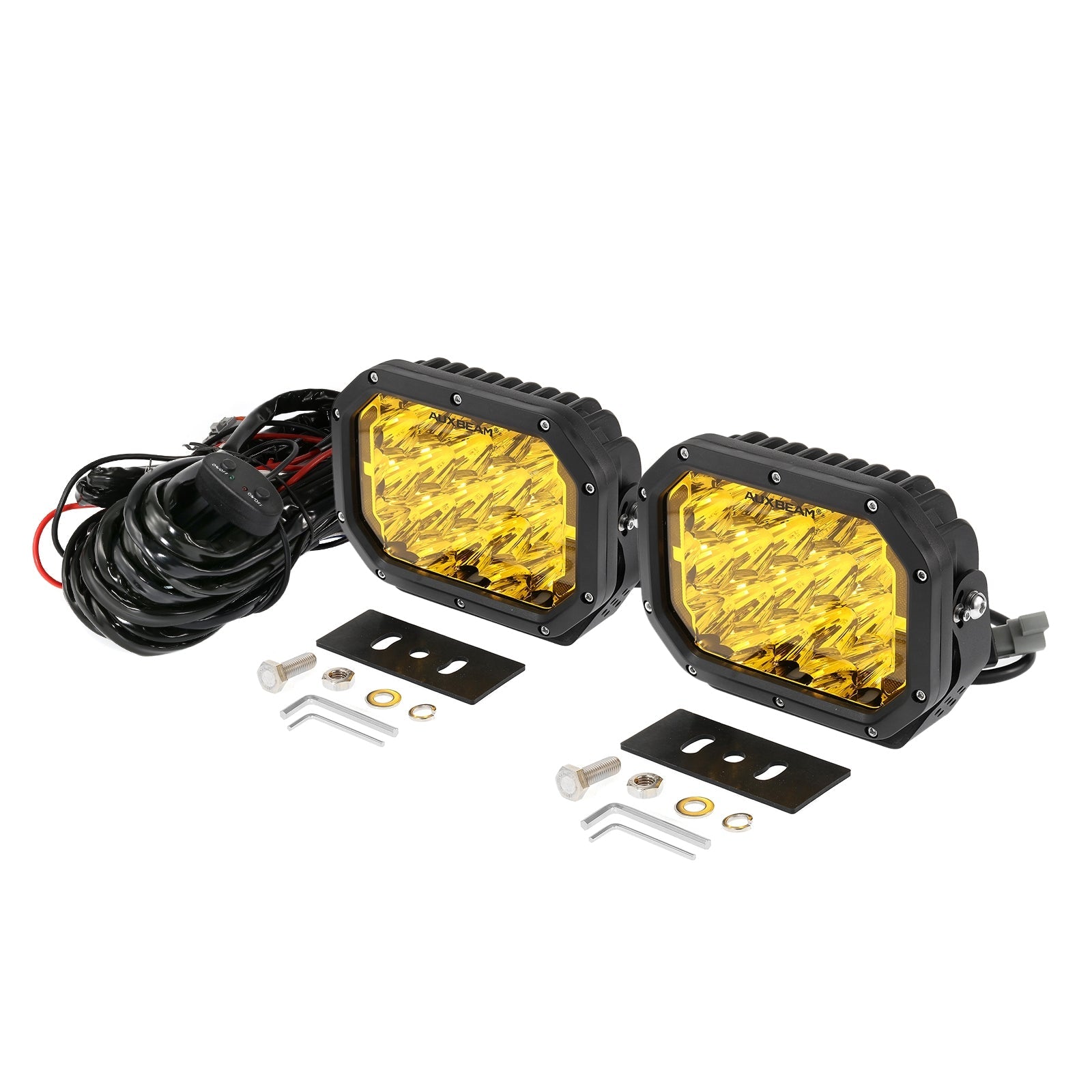 7x5 Inch Rectangle LED Pods Amber Spot Driving Lights with DRL
