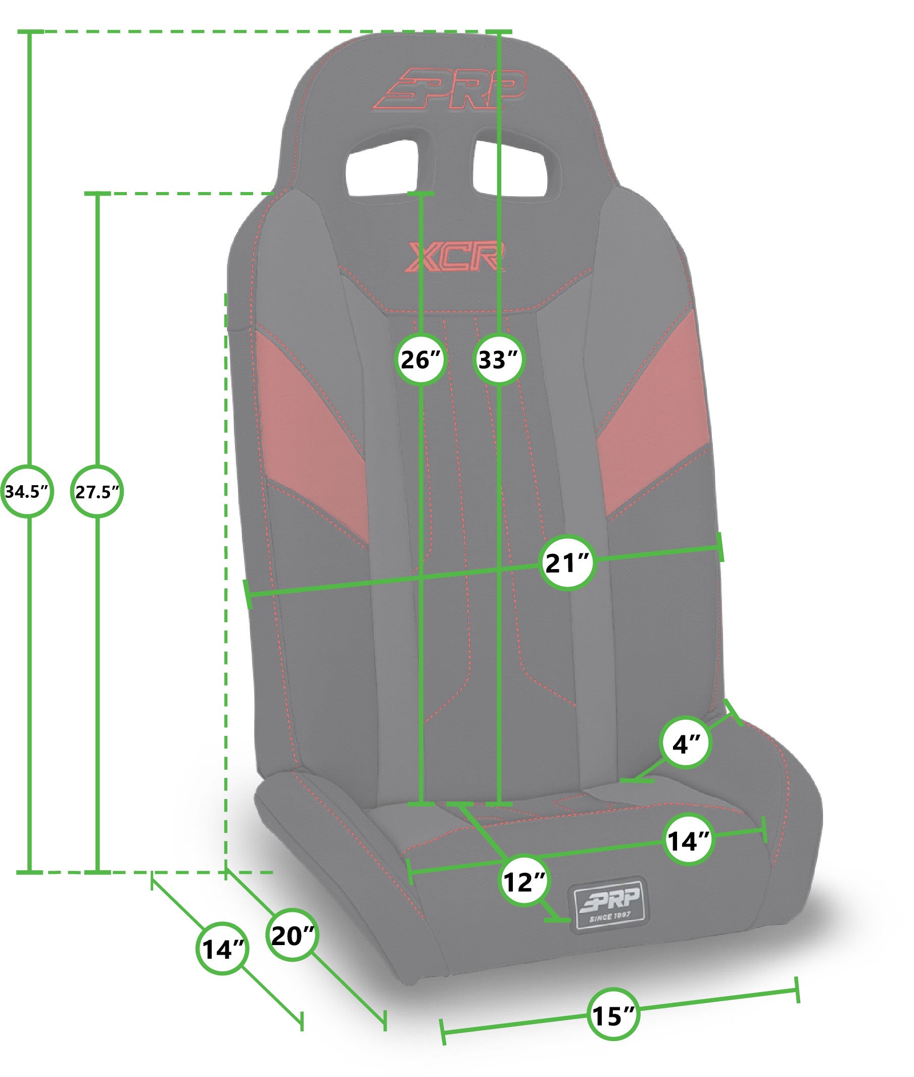 XCR Fold Flat Rear Suspension Seats for  Polaris RZR PRO XP4, PRO R4, TURBO R4 (PAIR)