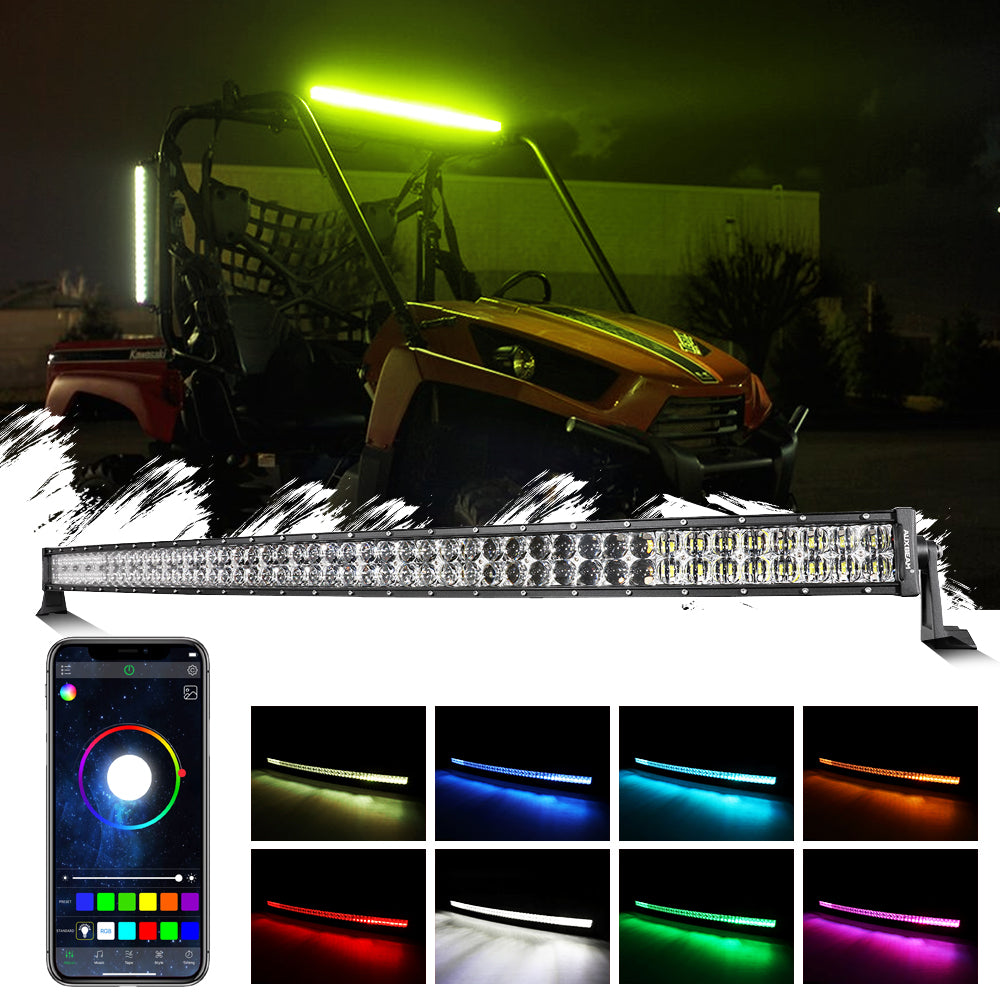 New 52 Inch V-PRO Series Curved RGBW Color Changing Off Road Led Light Bar for ATV UTV SIDE BY SIDES