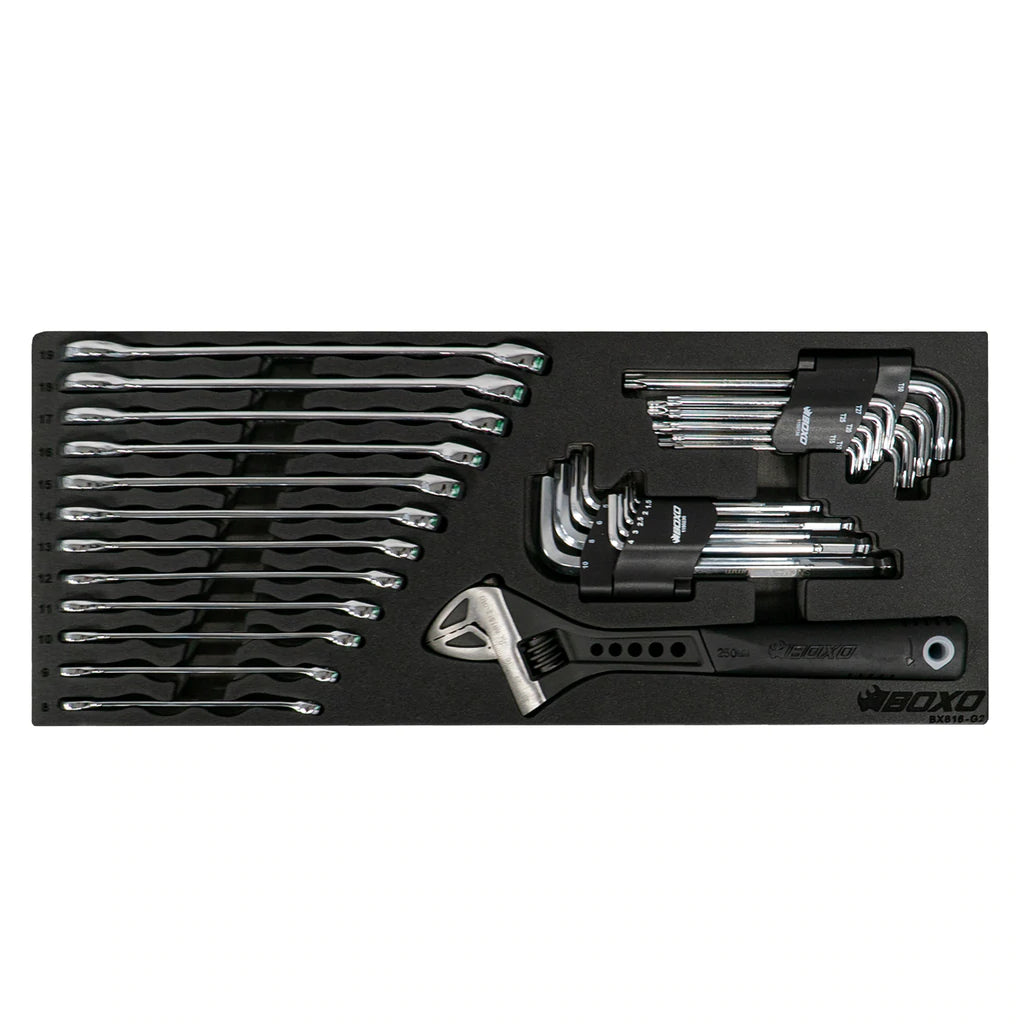 BoxoUSA 113-Piece Metric Tool Set with 2-Drawer Hand Carry Tool Box, Matte Black - G Life UTV Shop Parts