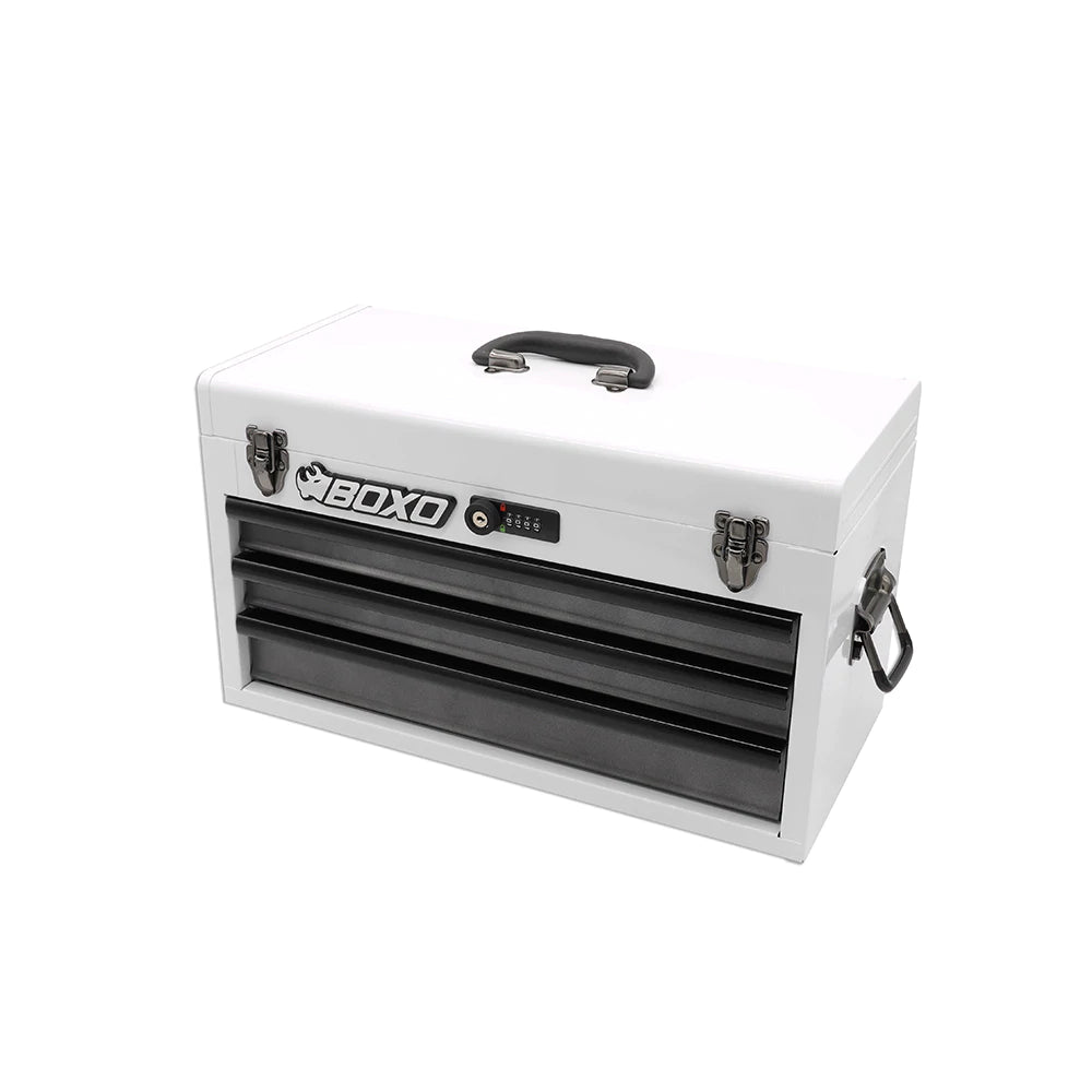 BoxoUSA 133-Piece Metric Tool Set with White 3-Drawer Hand Carry Box - G Life UTV Shop Parts
