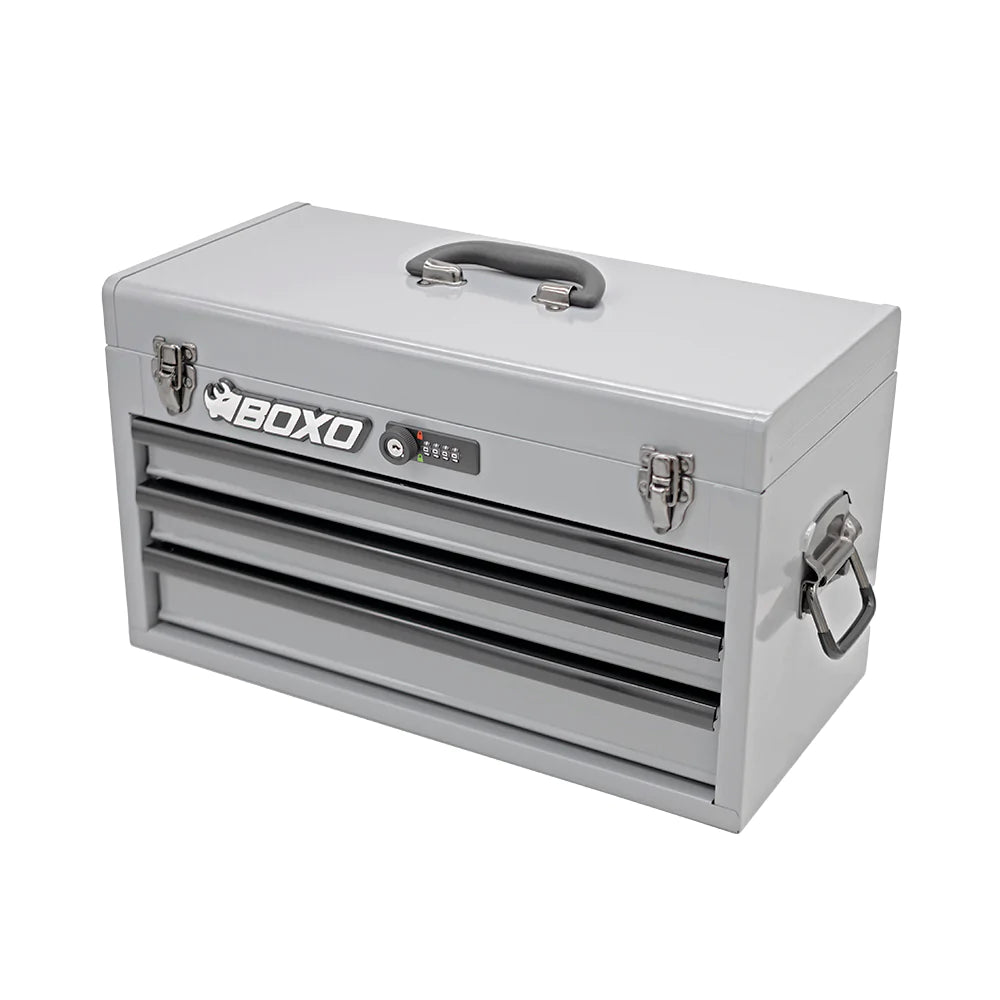 BoxoUSA 133-Piece Metric Tool Set with White 3-Drawer Hand Carry Box