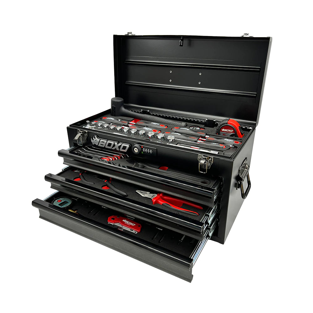 BoxoUSA 69-Piece Metric Go Kart Tool Kit With 3-Drawer Hand Carry Tool Box - G Life UTV Shop Parts