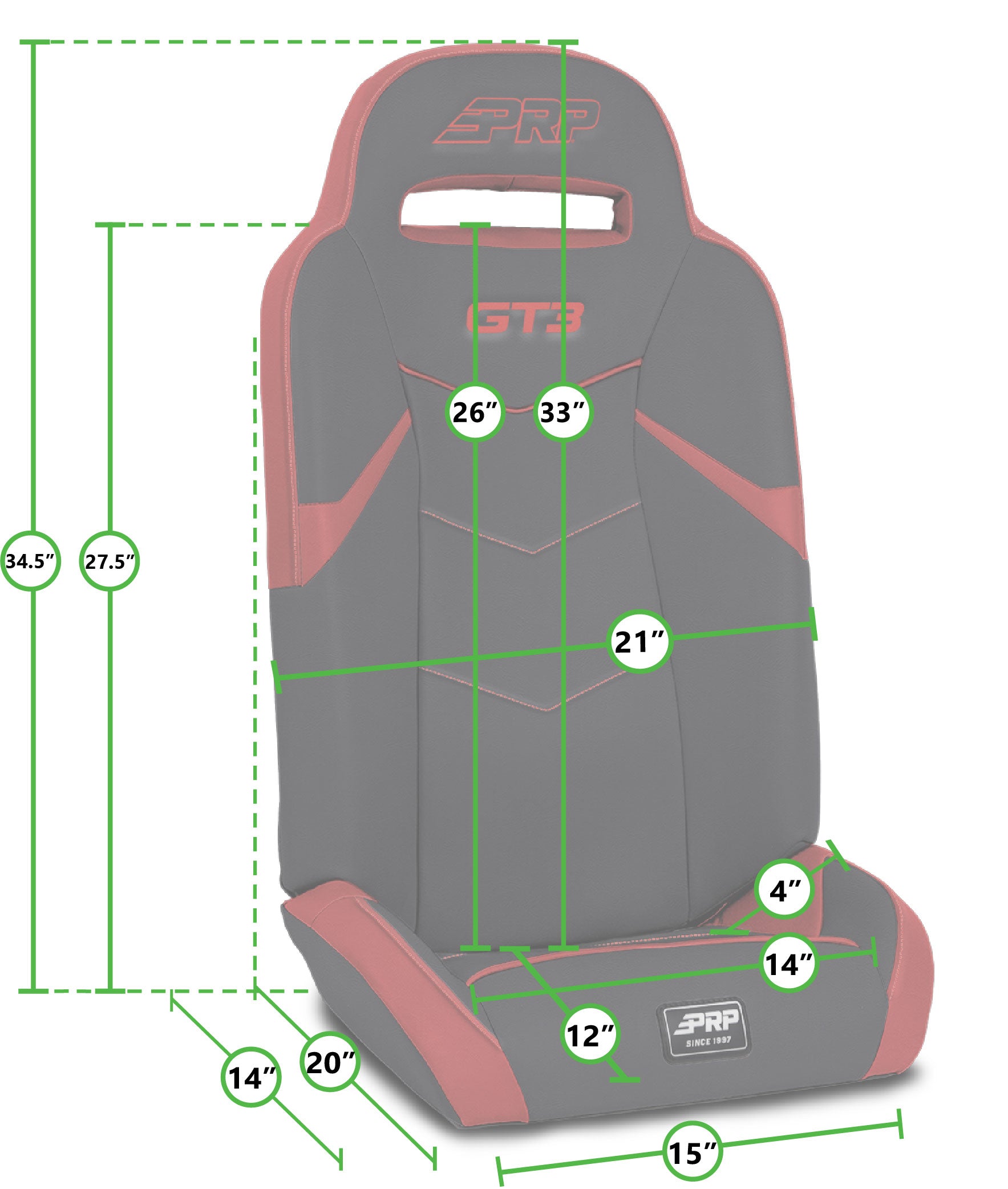 GT3 Fold Flat Rear Suspension Seats for  Polaris RZR PRO XP4, PRO R4, TURBO R4 (PAIR)