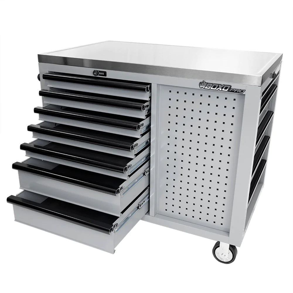 BoxoUSA 45" 12-Drawer Pro Series Workstation with Stainless Worktop