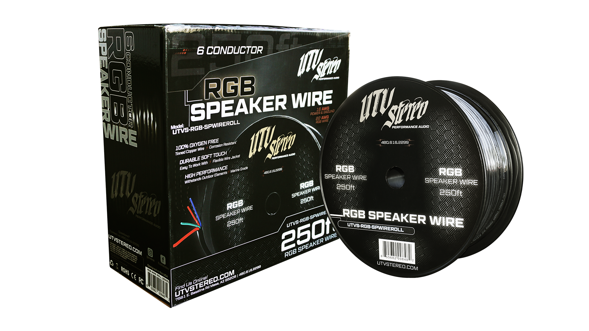 6 Conductor RGB Speaker Wire - 50' | UTVS-RGB-SPWIRE-50
