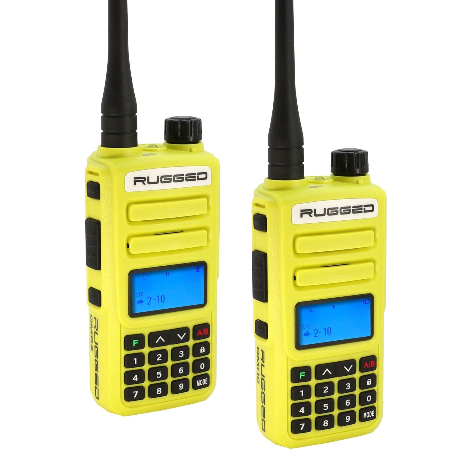 2 PACK - Rugged GMR2 PLUS GMRS and FRS Two Way Handheld Radios - High Visibility Safety Yellow