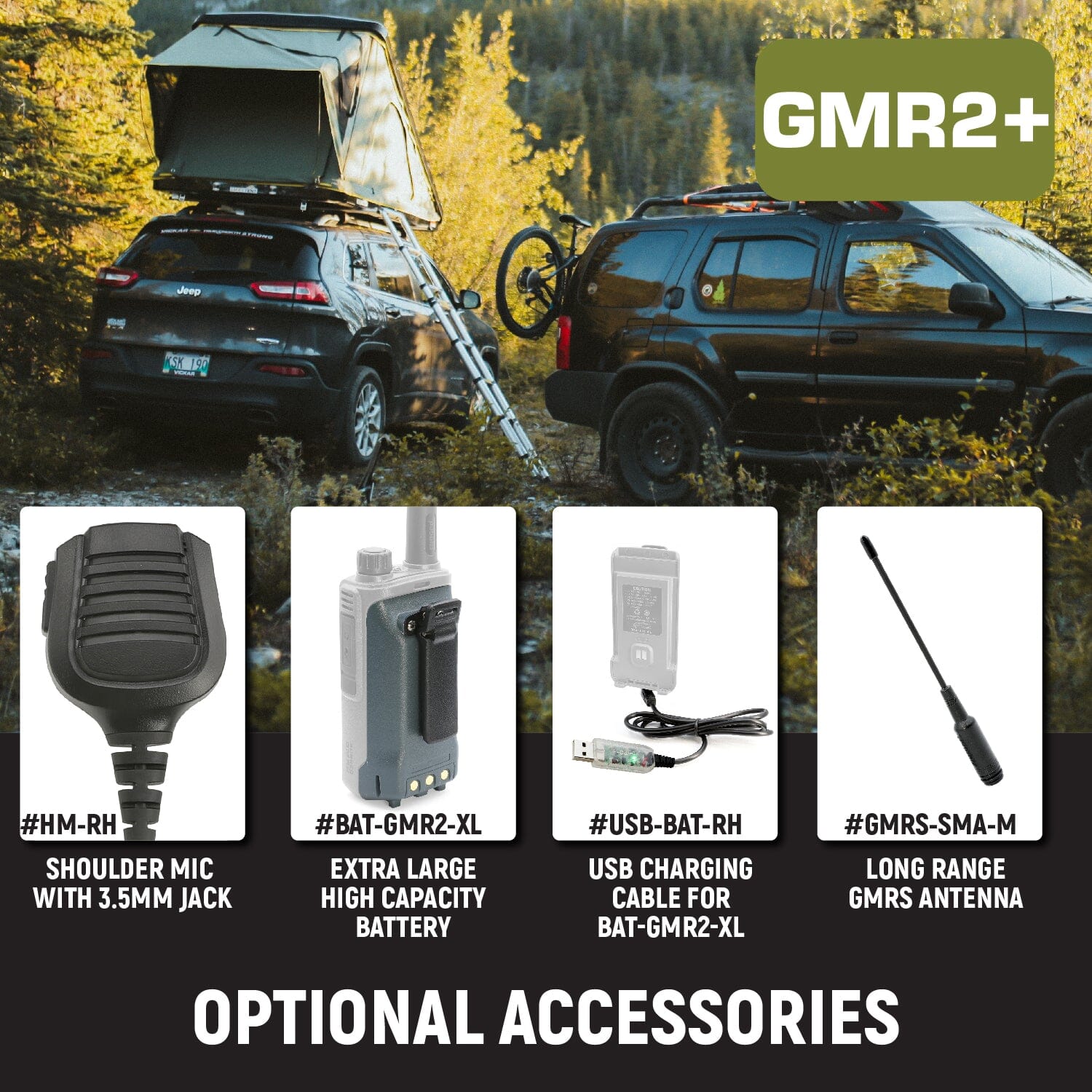 2 PACK - Rugged GMR2 PLUS GMRS and FRS Two Way Handheld Radios - High Visibility Safety Yellow