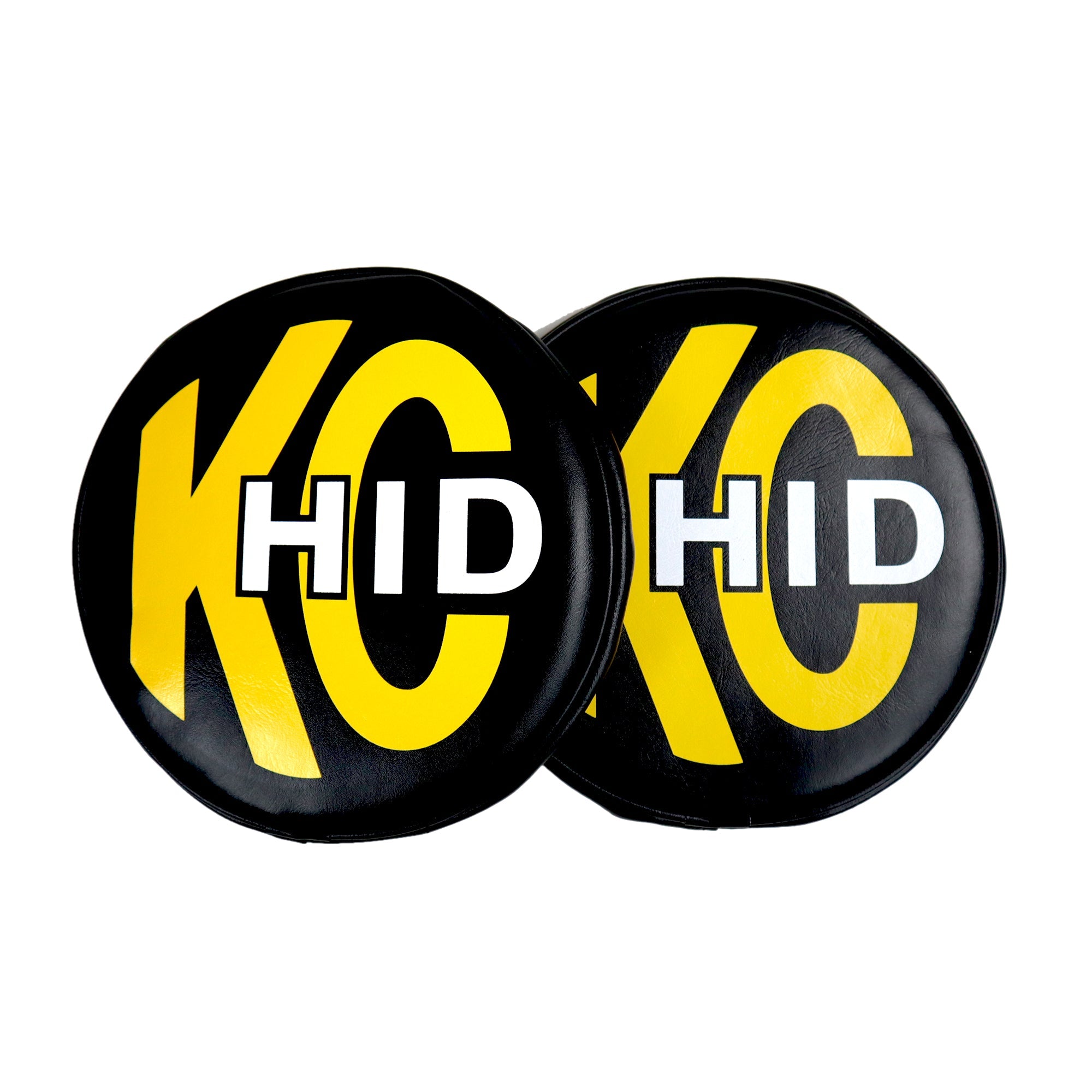 8" Light Cover - Soft Vinyl - Pair - Black w/ Yellow KC HID Logo - #5818